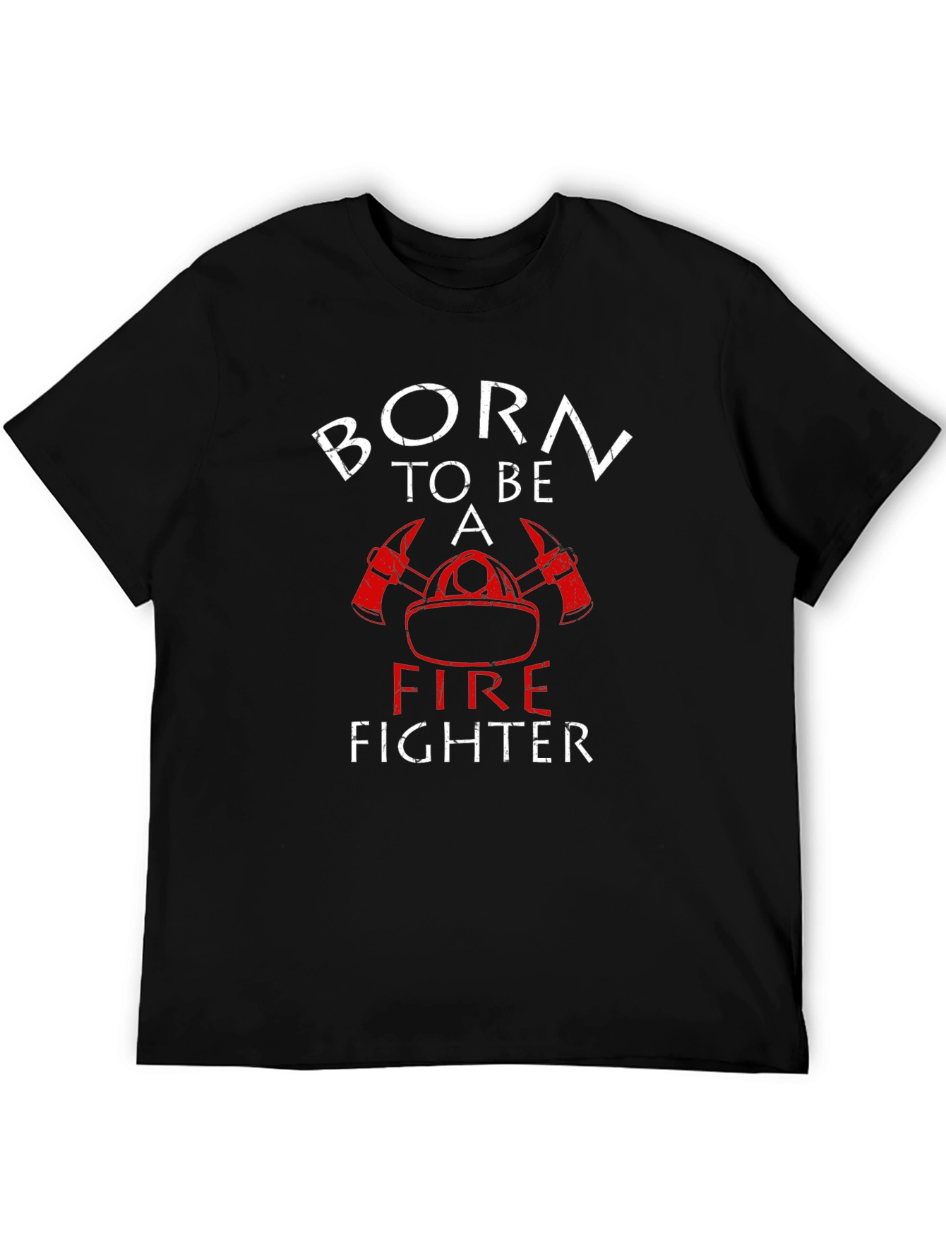 Black Born to be a Fire Fighter Black T-Shirt view 5