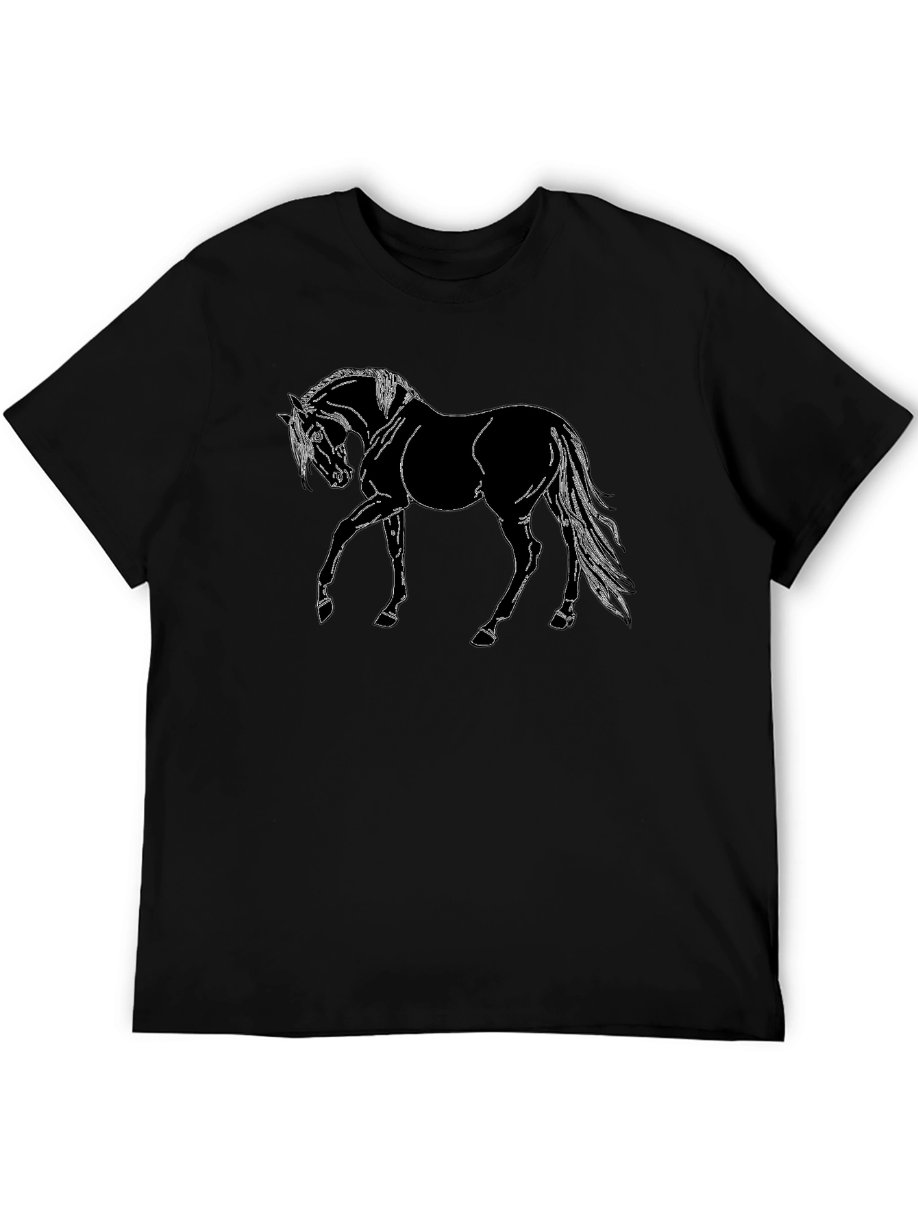 Black Men's Black Horse Graphic T-Shirt view 5