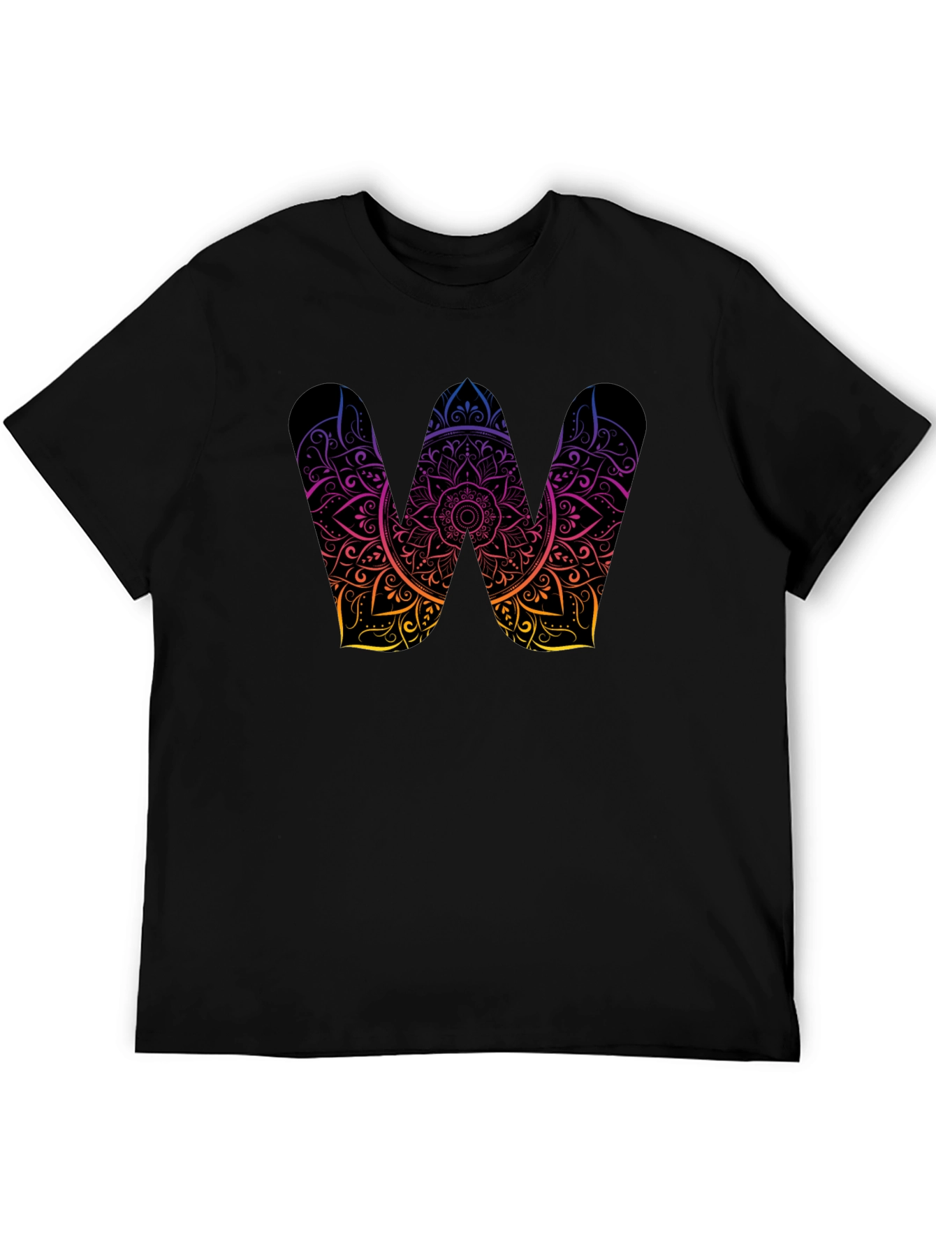 Black Mandala W Black T-Shirt view 5