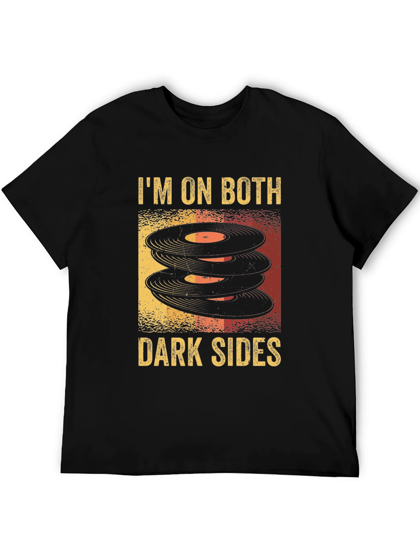 Black I'm On Both Dark Sides T-Shirt Vintage Record Vinyl Music Tee view 5