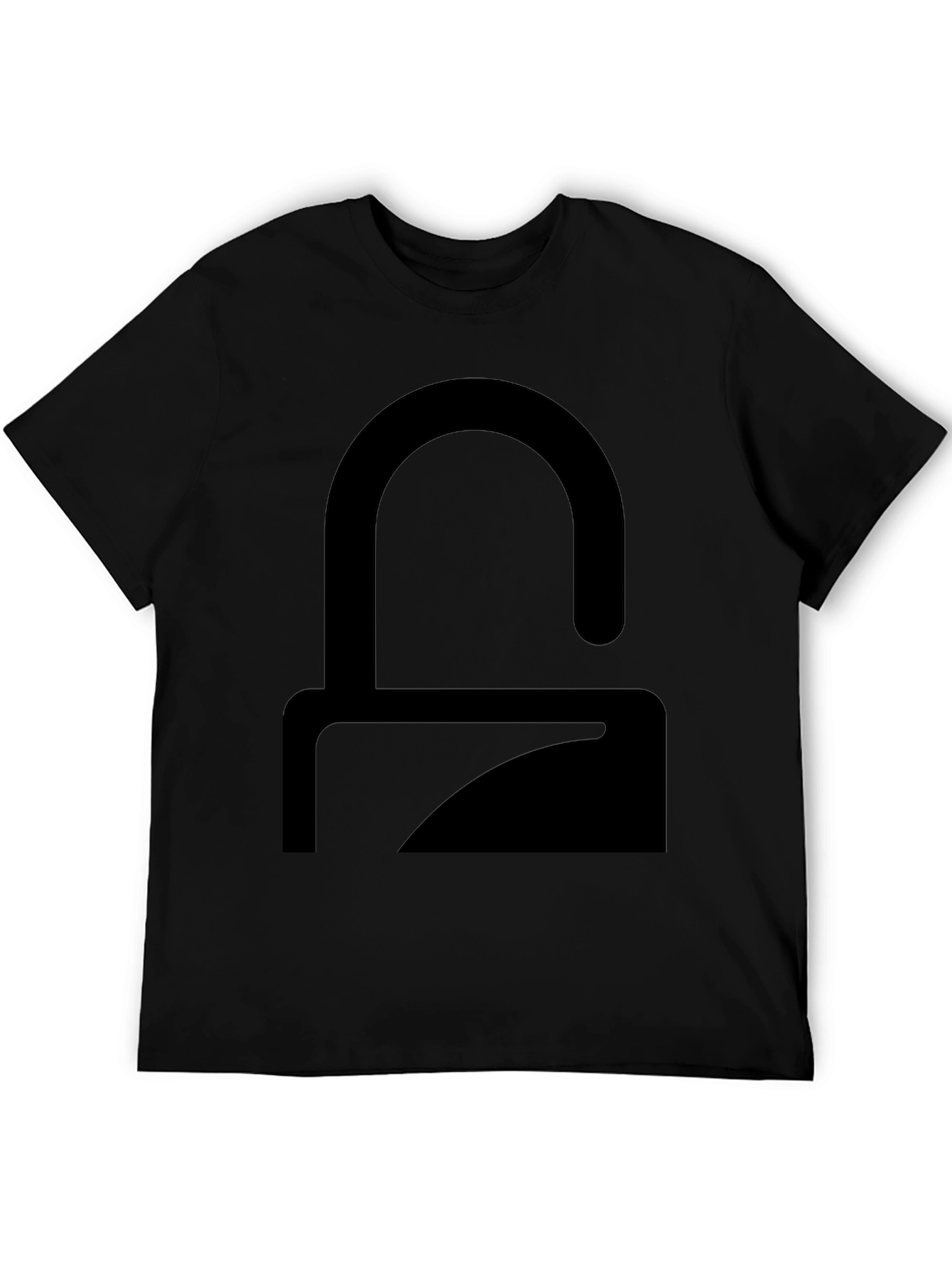 Black Modern Minimalist Graphic T-Shirt - Solid Black view 5