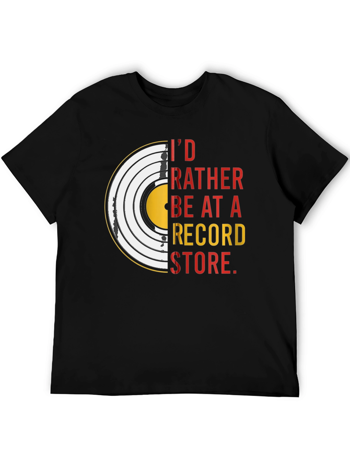 Black I'd Rather Be At A Record Store T-Shirt view 5
