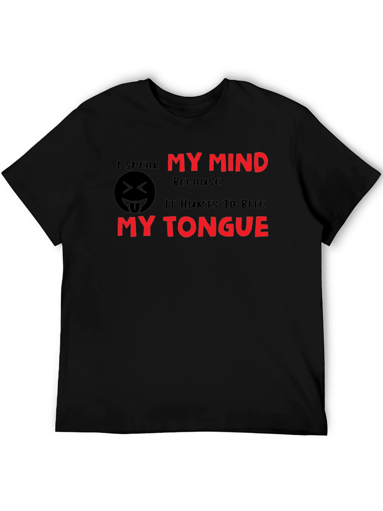 Black I Speak My Mind Black Cotton T-Shirt view 5