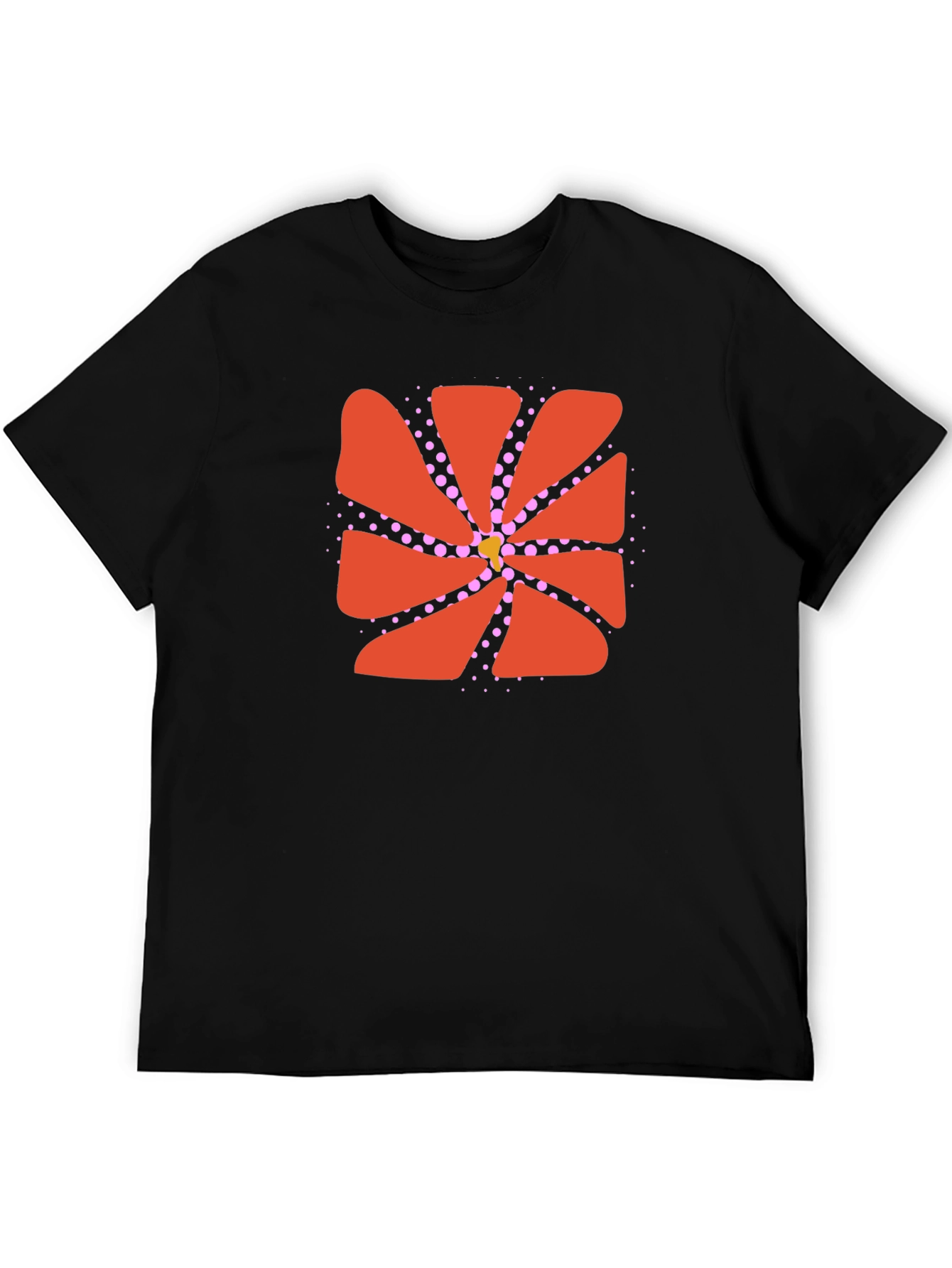 Black Abstract Flower Graphic Black Tee view 5