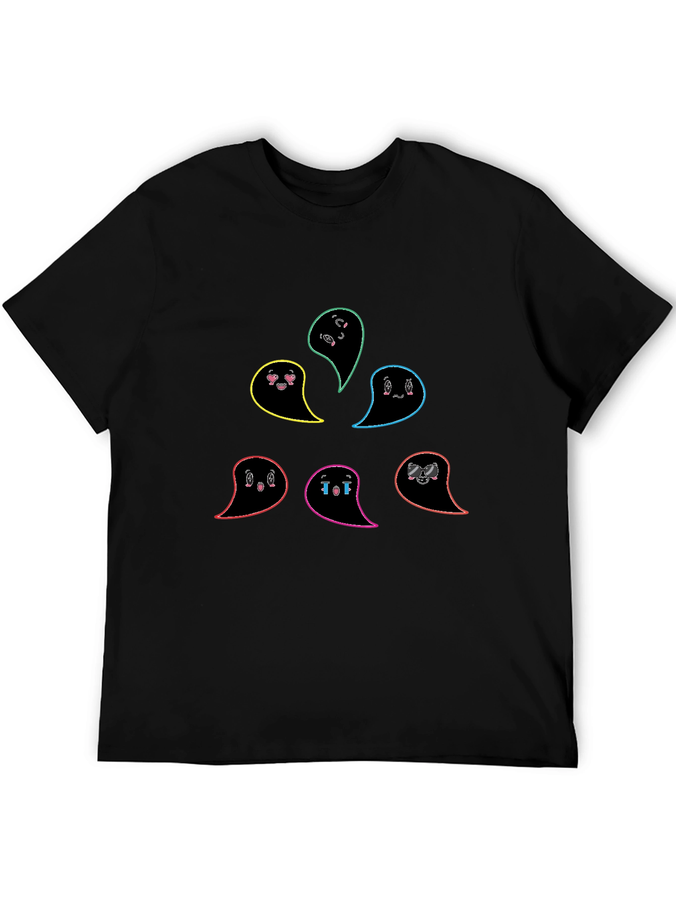 Black Emo Ghost T-Shirt - Black, Casual Cotton Tee view 5