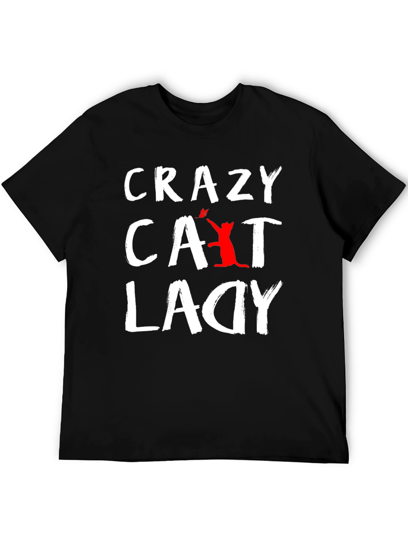 Black Crazy Cat Lady T-Shirt - Unisex Graphic Tee view 5