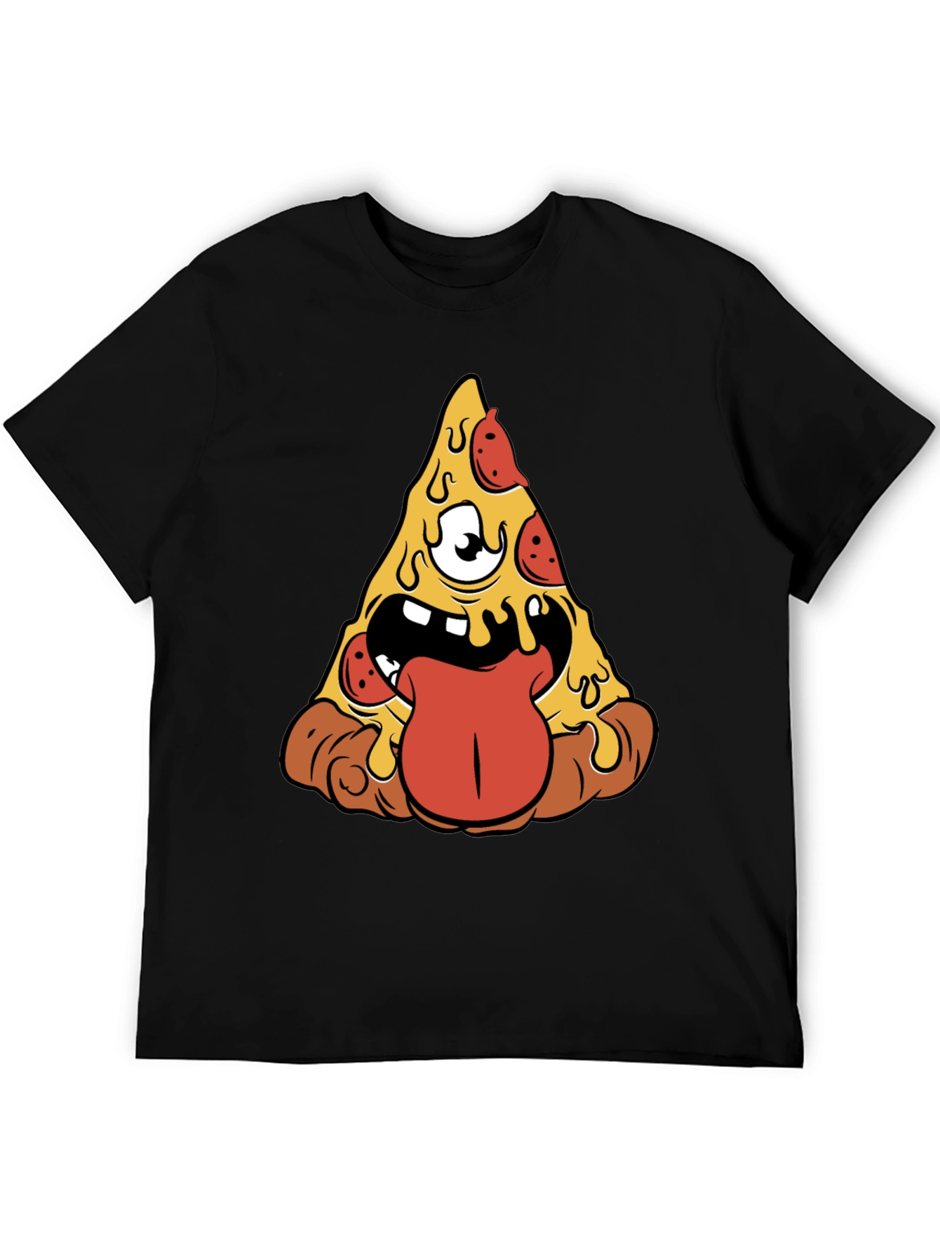Black Pizza Monster Graphic Tee - Black Short Sleeve view 5