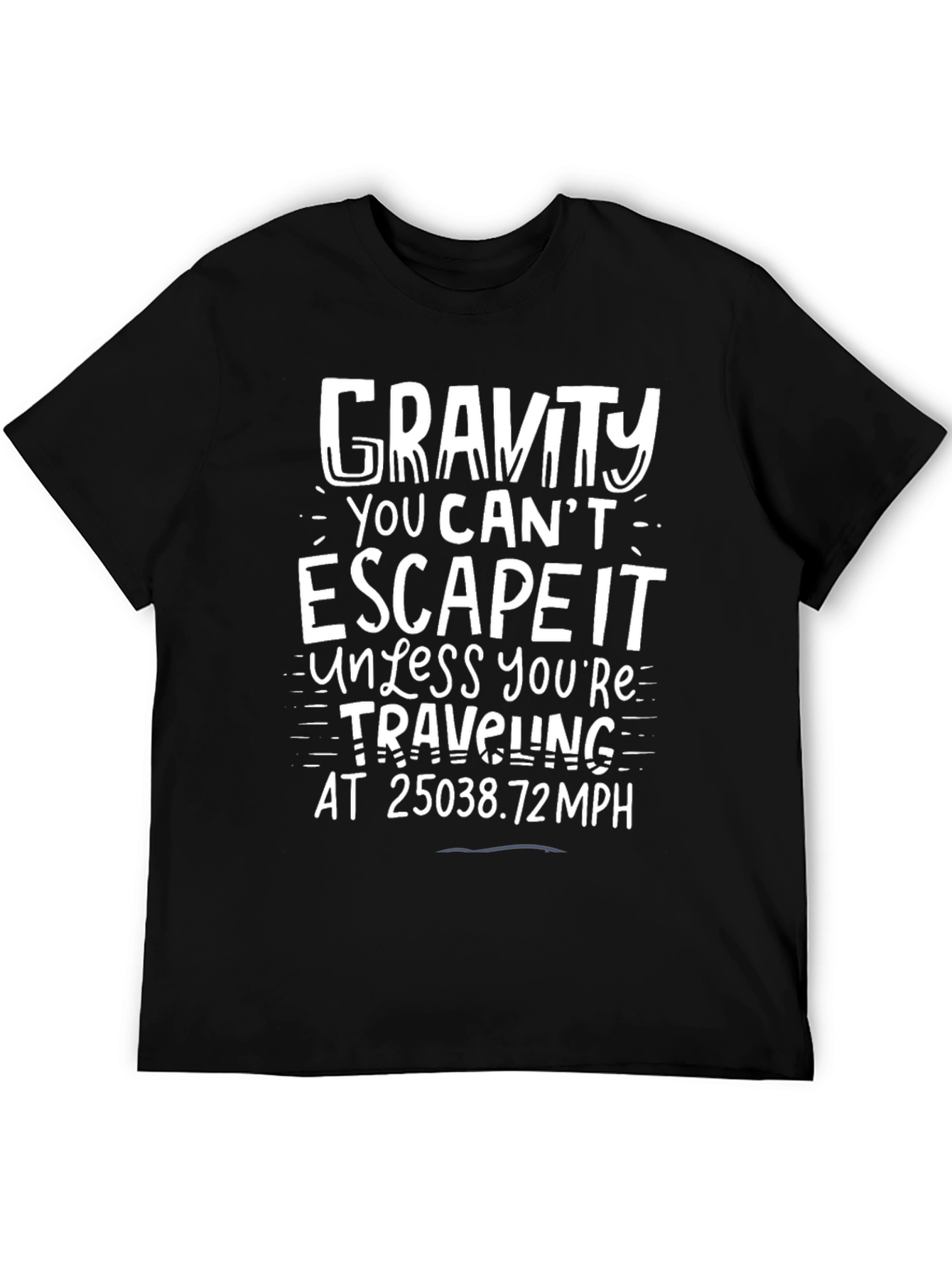 Black Gravity Escape Velocity Graphic Tee view 5