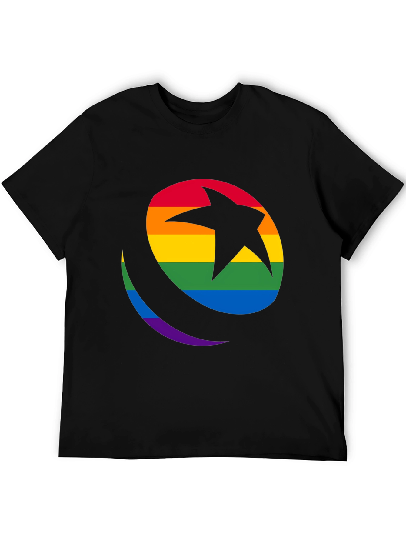 Black Rainbow Star & Crescent Black T-Shirt view 5