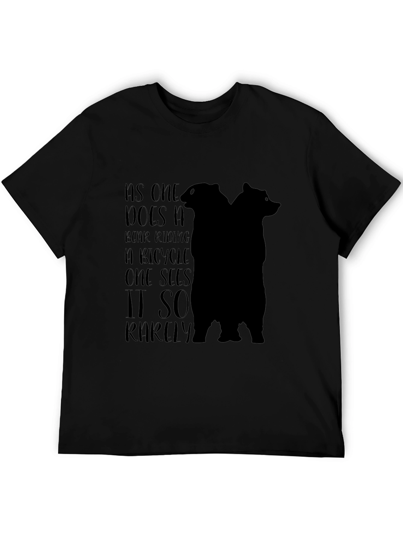 Black Bear Riding Bicycle Tee - Unisex Black T-Shirt view 5