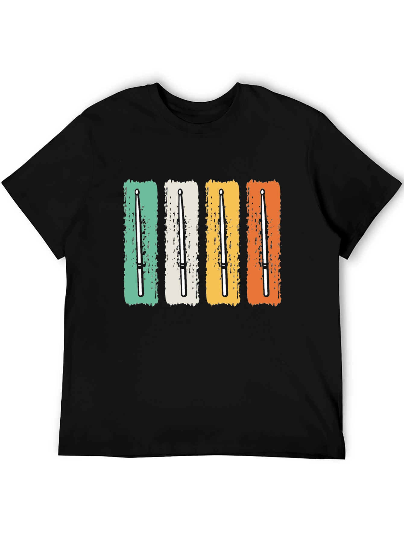 Black Retro Drumsticks T-Shirt - Music Lover Tee view 5