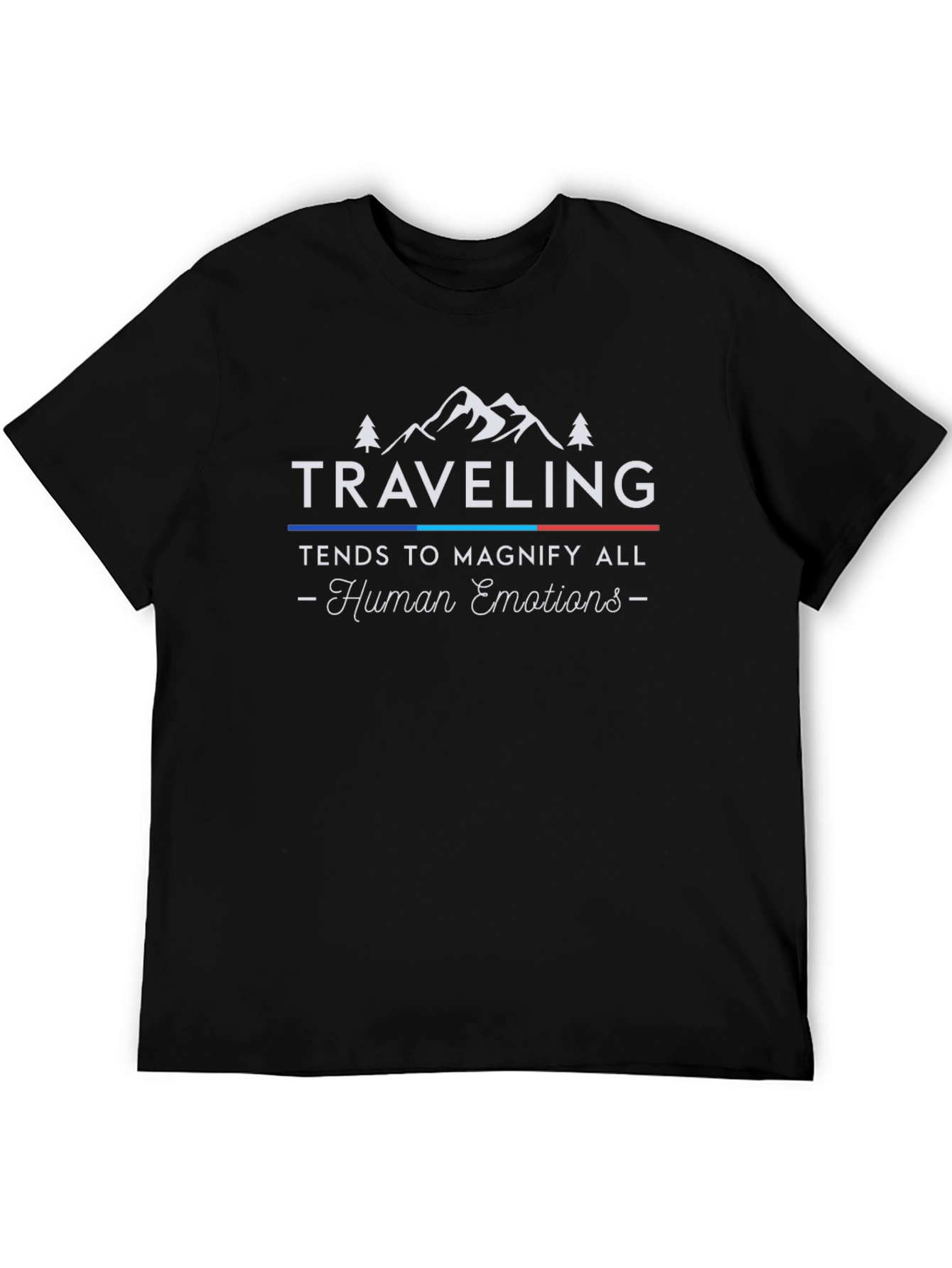 Black Traveling T-Shirt - Human Emotions - Black Cotton Tee view 5
