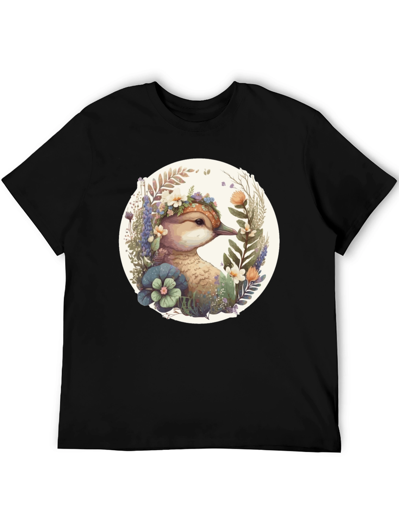 Black Floral Duck Graphic T-Shirt view 5