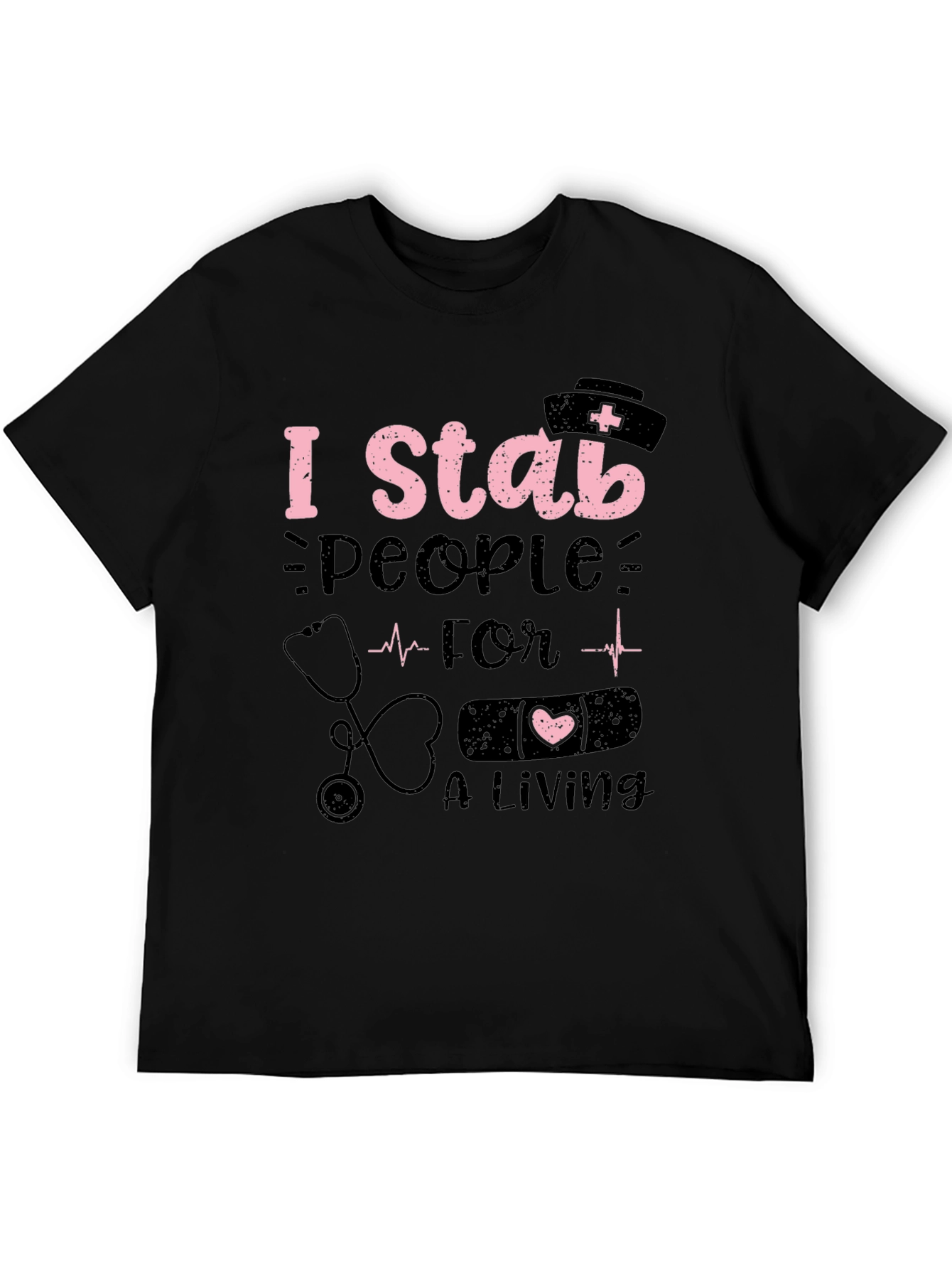 Black Nurse Humor T-Shirt - I Stab People For A Living view 5