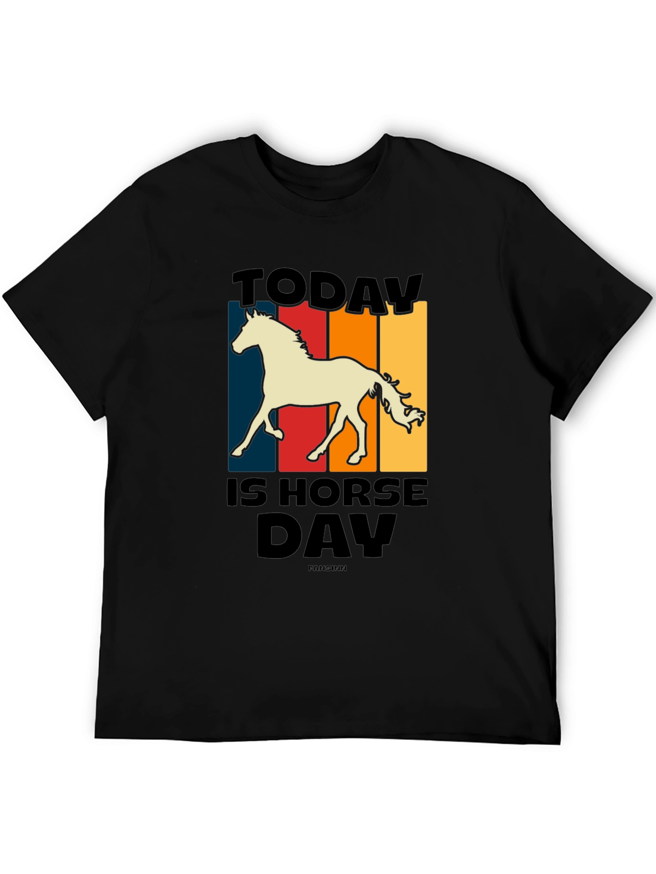Black Today Is Horse Day Retro Graphic Tee view 5