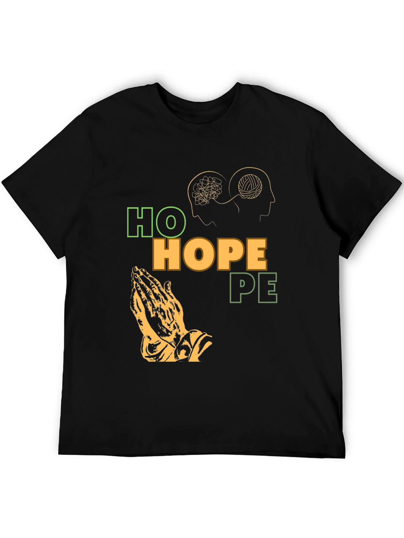 Black Hope Graphic T-Shirt, Unique Praying Hands Design view 5