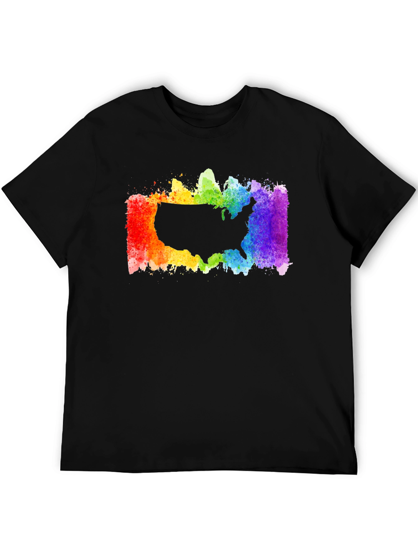 Black USA Rainbow Pride T-Shirt view 5