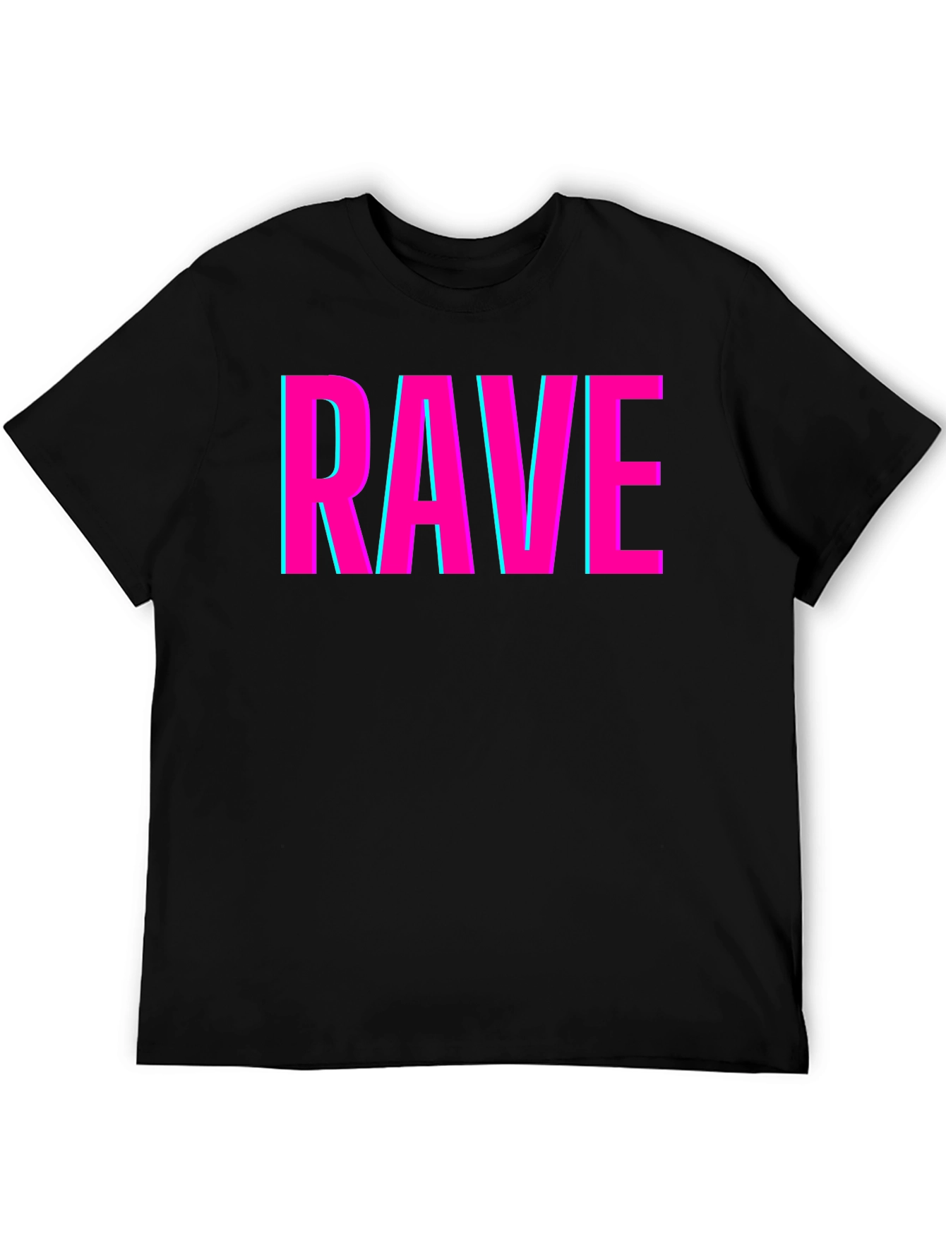 Black Rave Graphic Tee - Neon Pink & Blue view 5