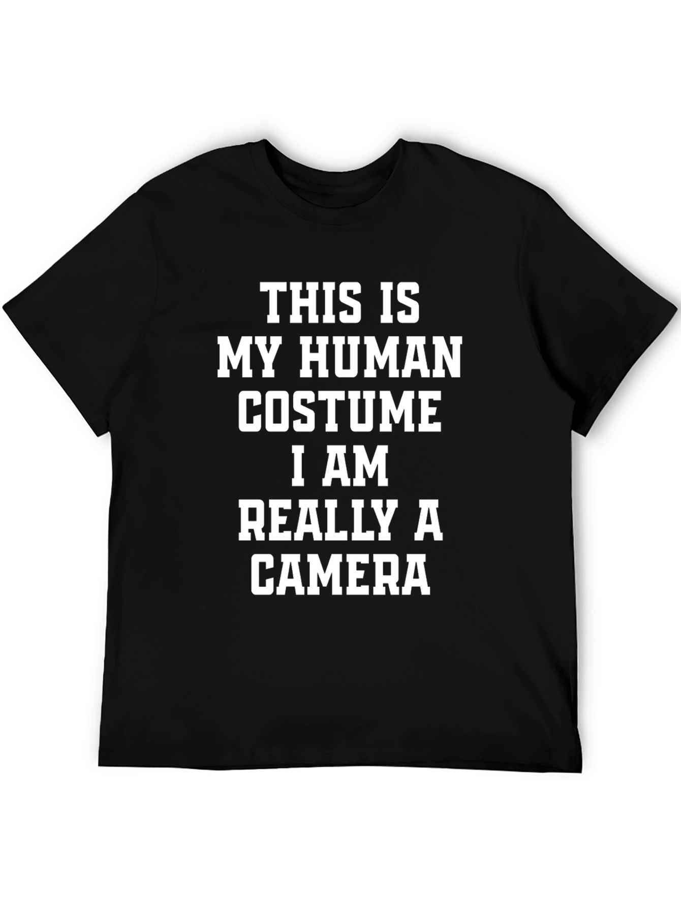 Black Funny Camera T-Shirt - Human Costume Tee view 5