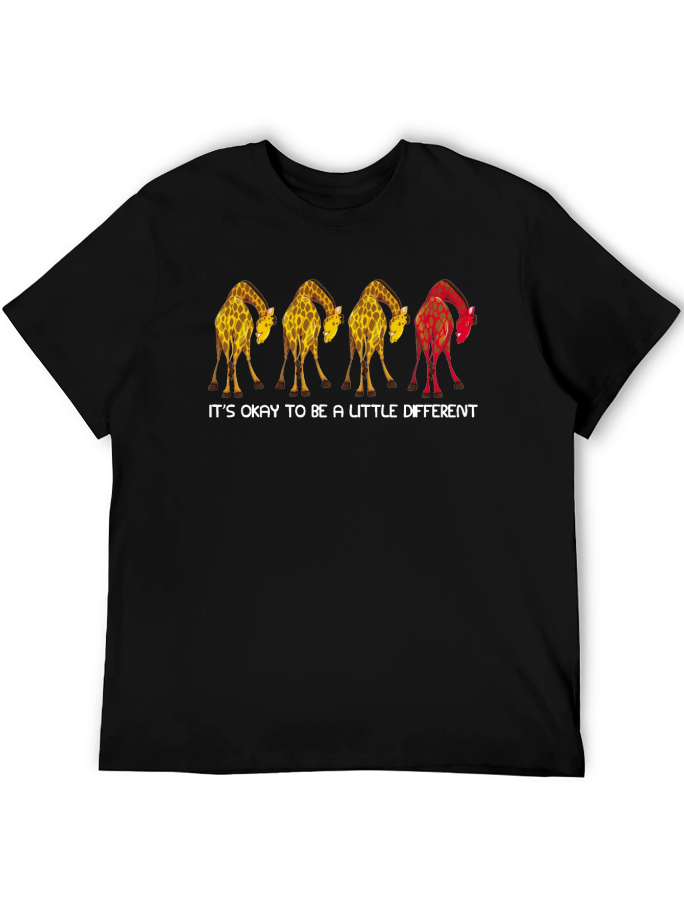 Black Unique Giraffe Graphic Tee - It's Okay to Be Different! view 5