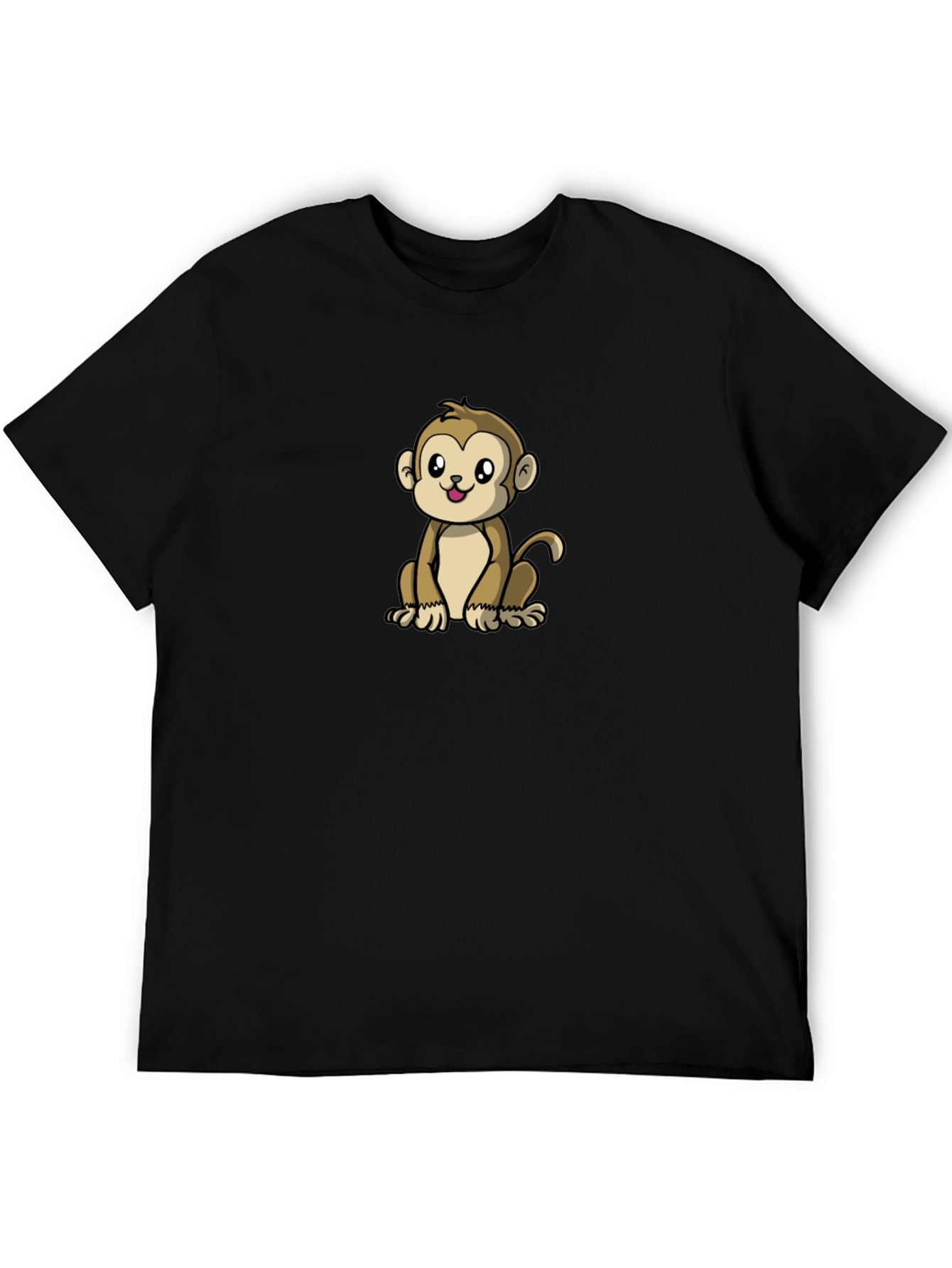 Black Cute Monkey Graphic Black T-Shirt view 5