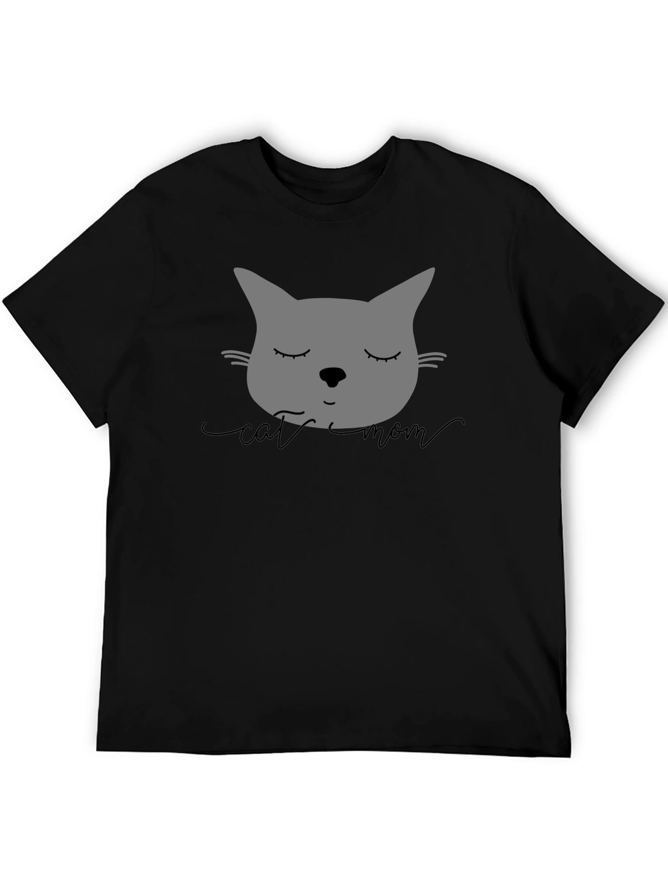 Black Cat Mom Graphic Tee - Unisex Black T-Shirt view 5