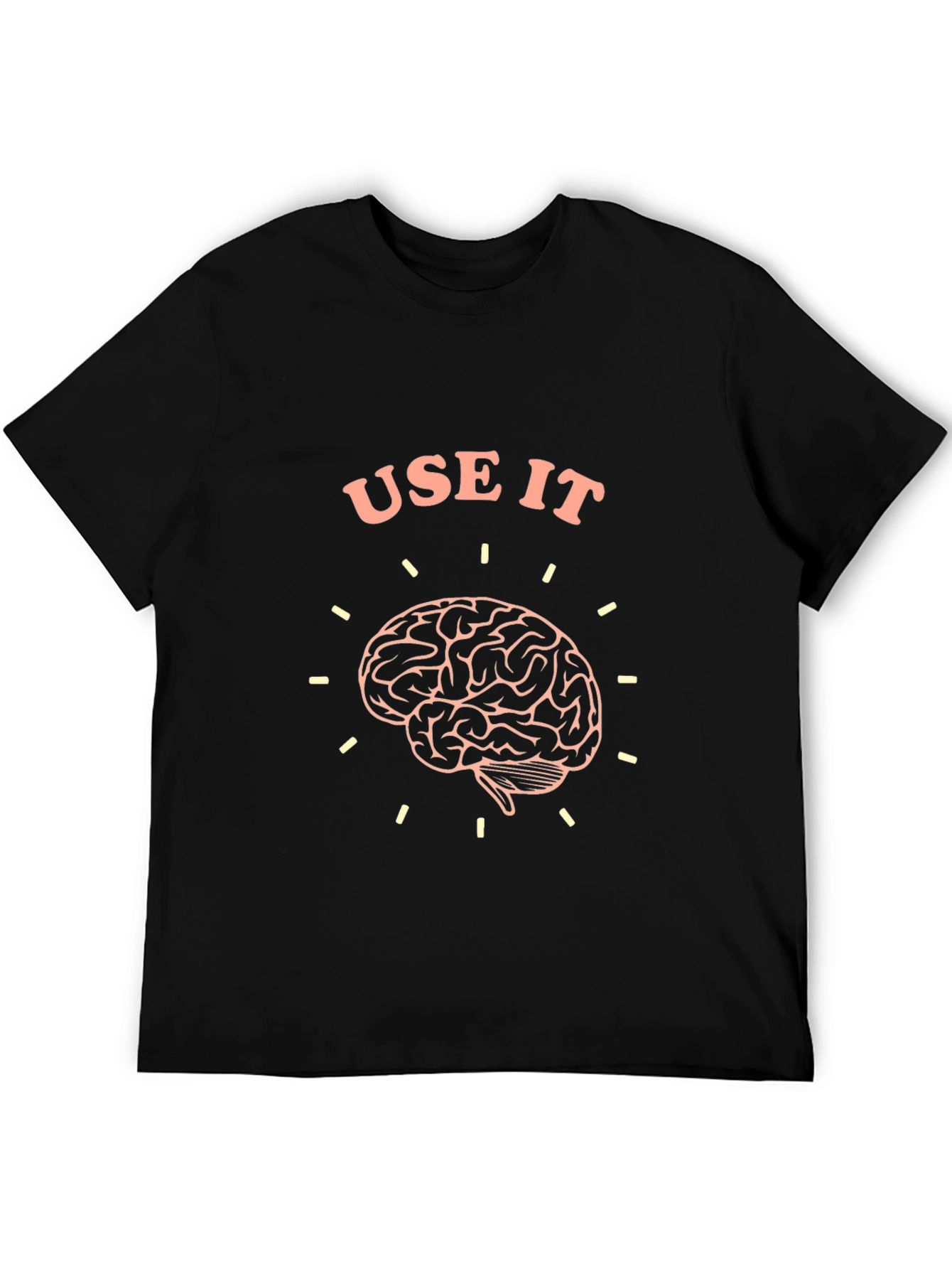 Black Use It Brain T-Shirt - Black Crew Neck Tee view 5