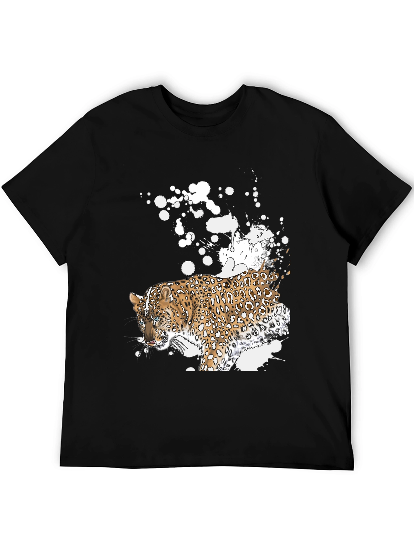 Black Leopard Graphic Black T-Shirt - Men's Fashion view 5