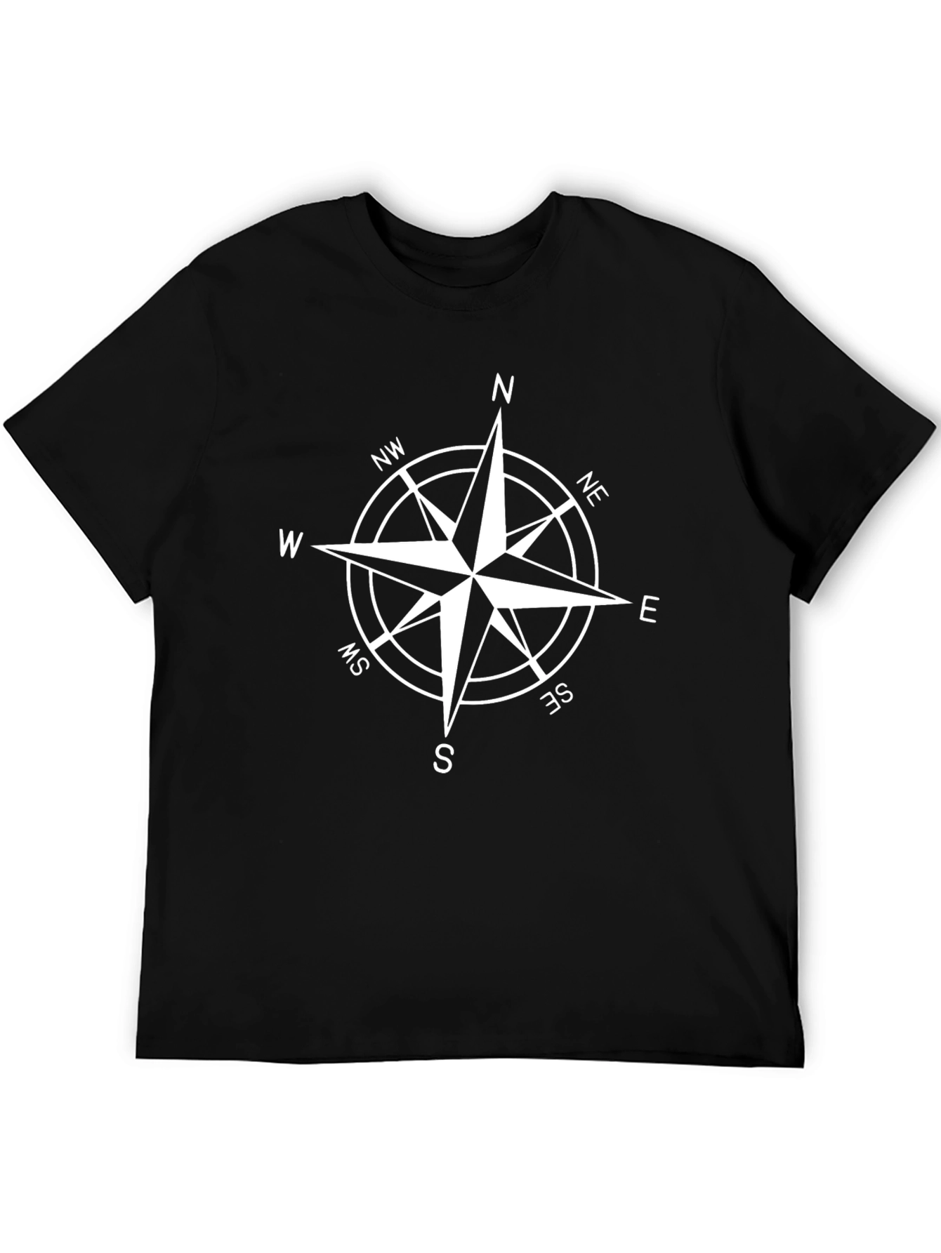Black Compass Rose Graphic T-Shirt - Black view 5