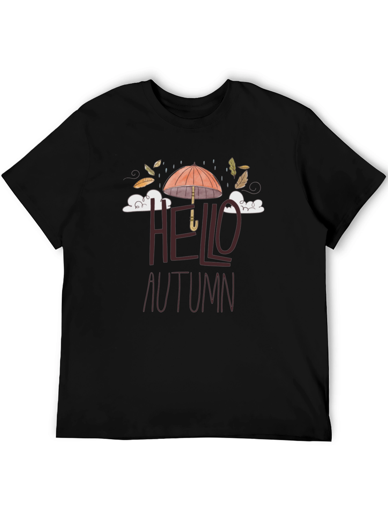 Black Hello Autumn Graphic Tee - Stylish Fall Season Shirt view 5