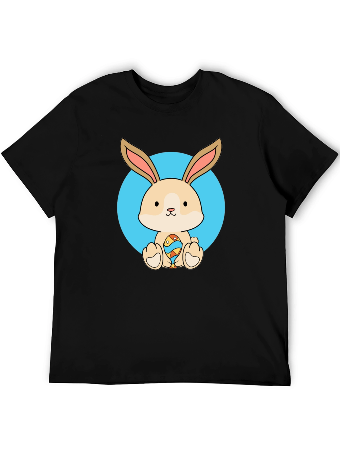 Black Cute Bunny Easter Egg Black T-Shirt view 5