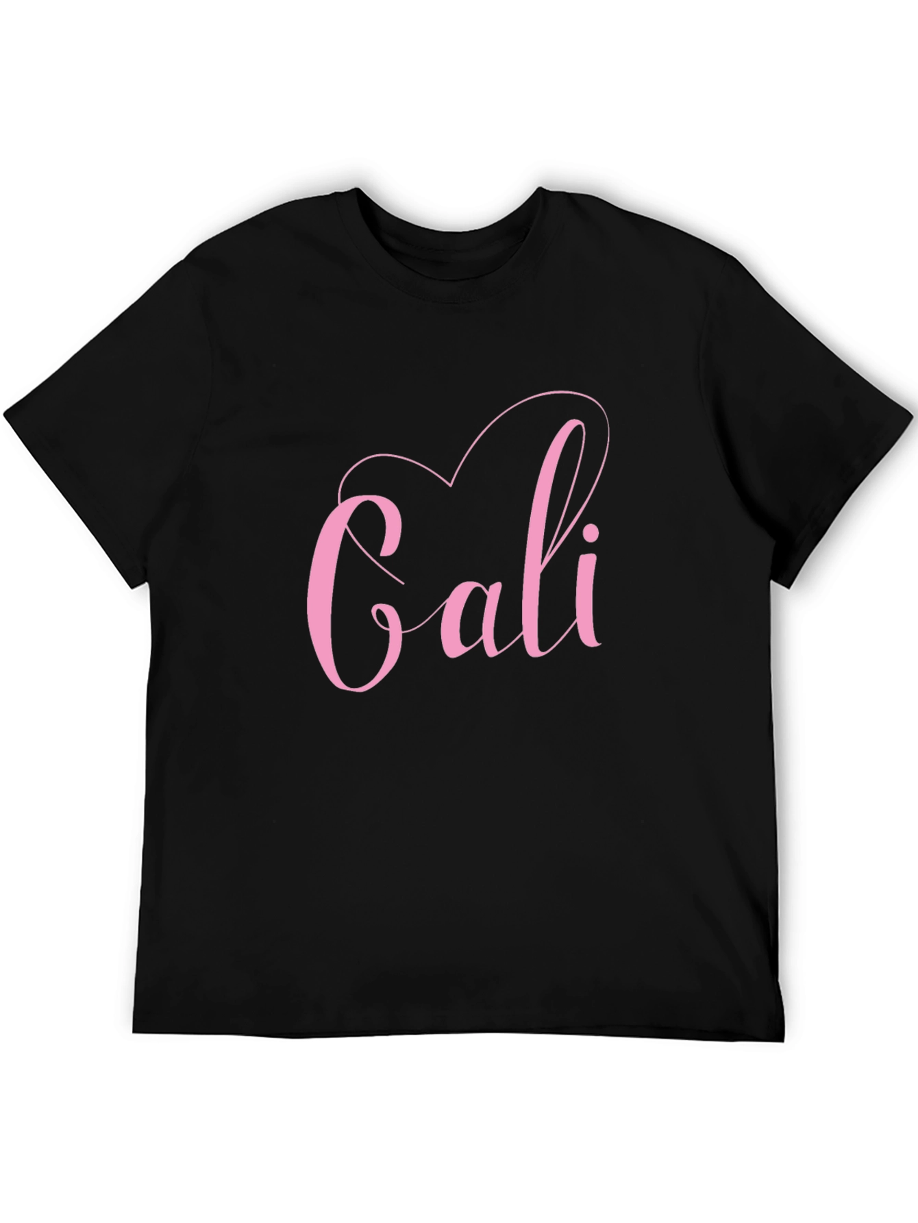 Black Stylish Cali Heart Graphic Tee - Trendy Black T-Shirt view 5
