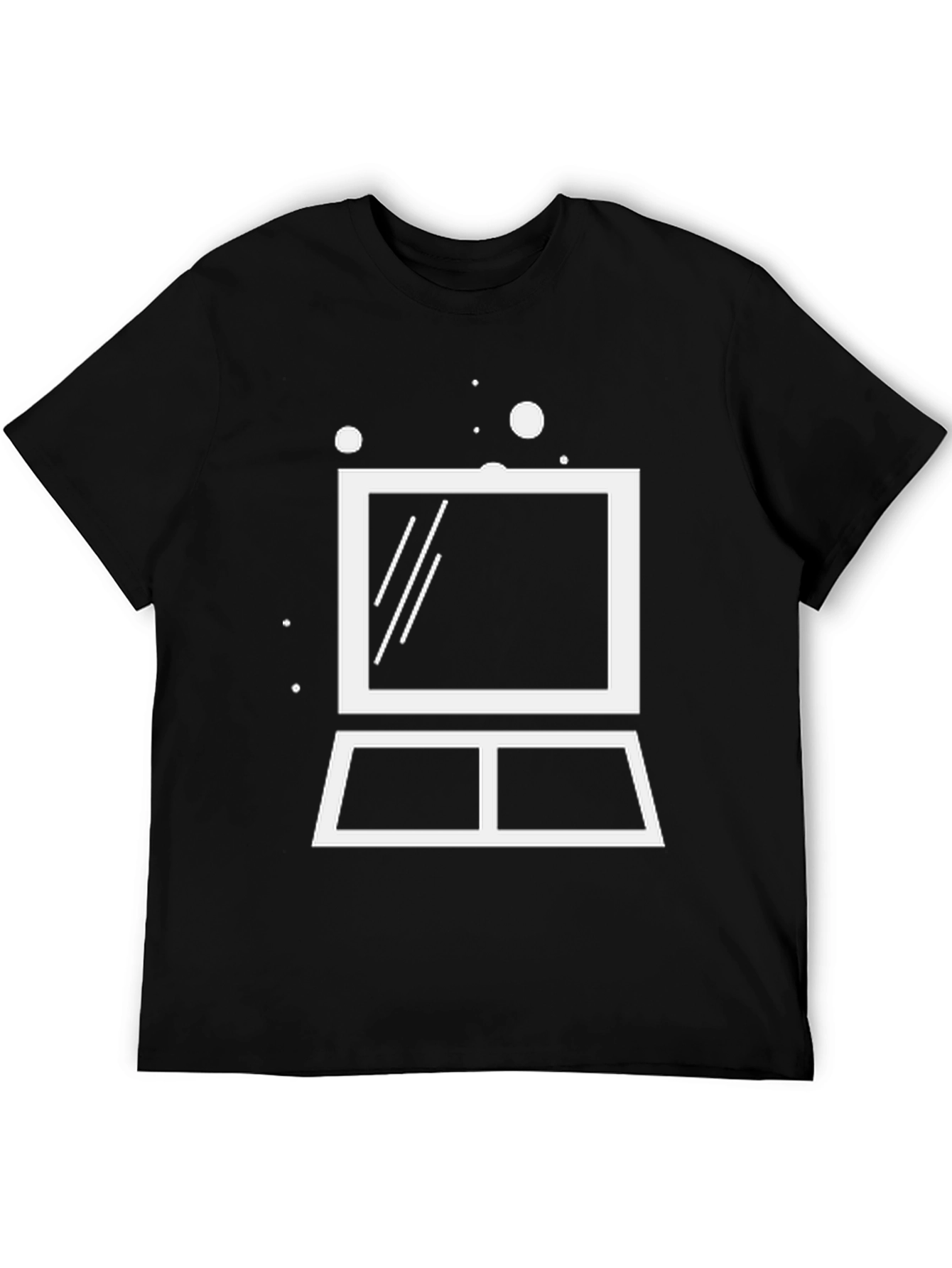 Black Minimalist Laptop Graphic Tee - Black Cotton Blend view 5