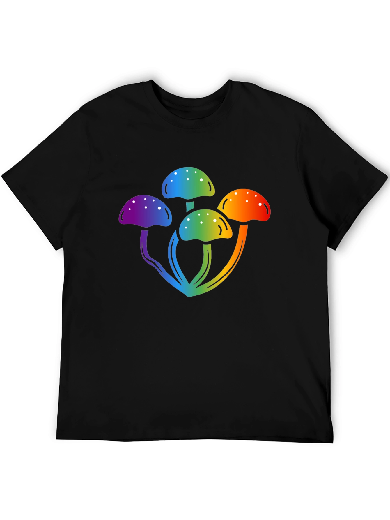 Black Rainbow Mushroom Graphic Black T-Shirt view 5