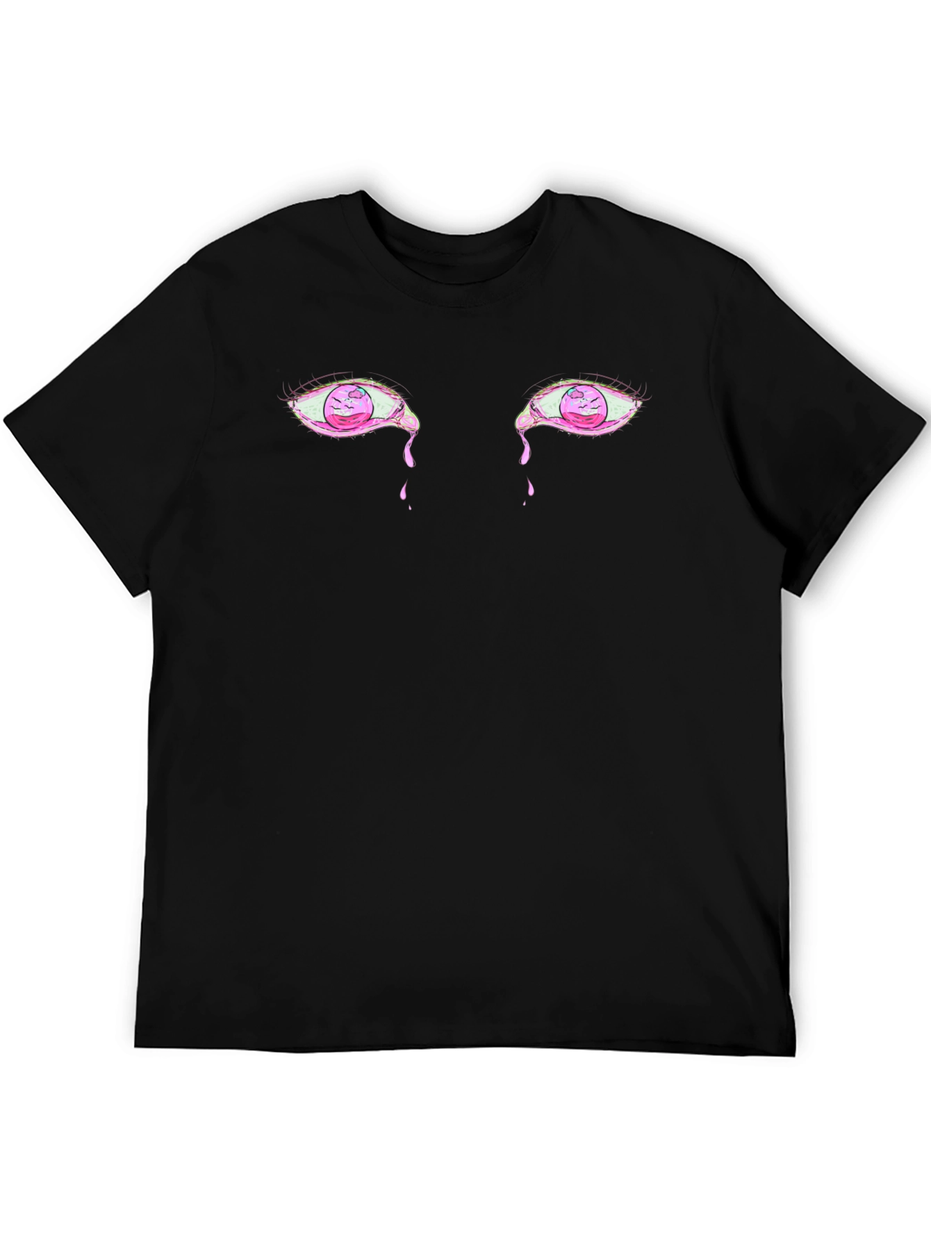 Black Men's Black Graphic Tee - Crying Eyes Design view 5