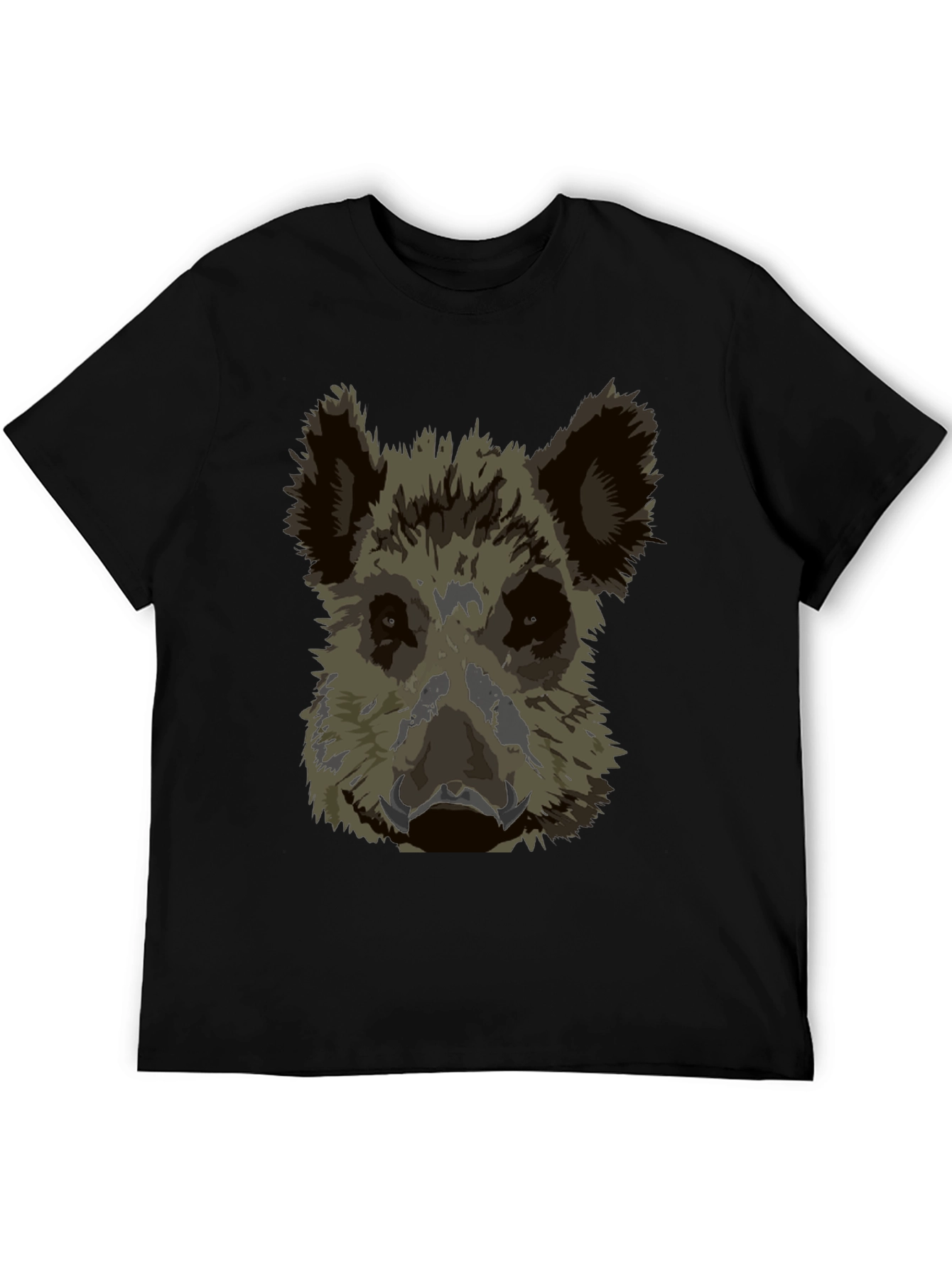 Black Wild Boar Graphic Tee - Black Cotton T-Shirt view 5