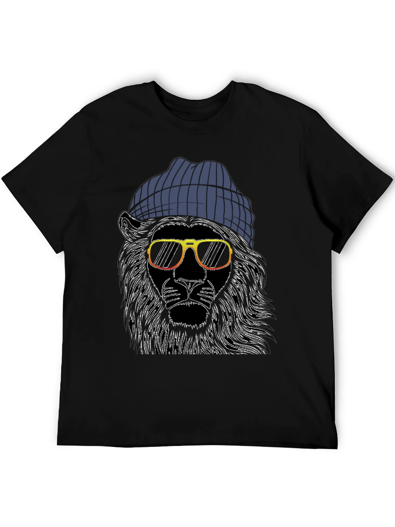 Black Cool Lion Graphic Tee - Men's Black T-Shirt view 5