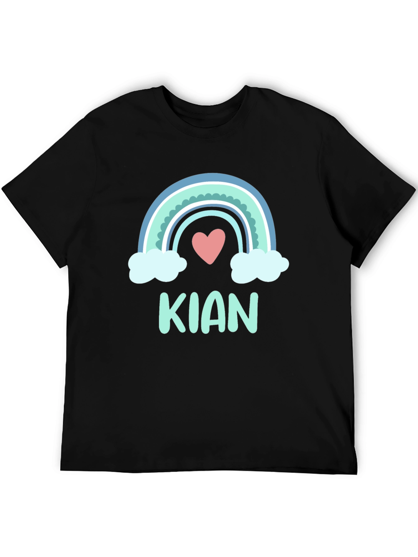 Black KIAN Rainbow Heart Personalized T-Shirt view 5