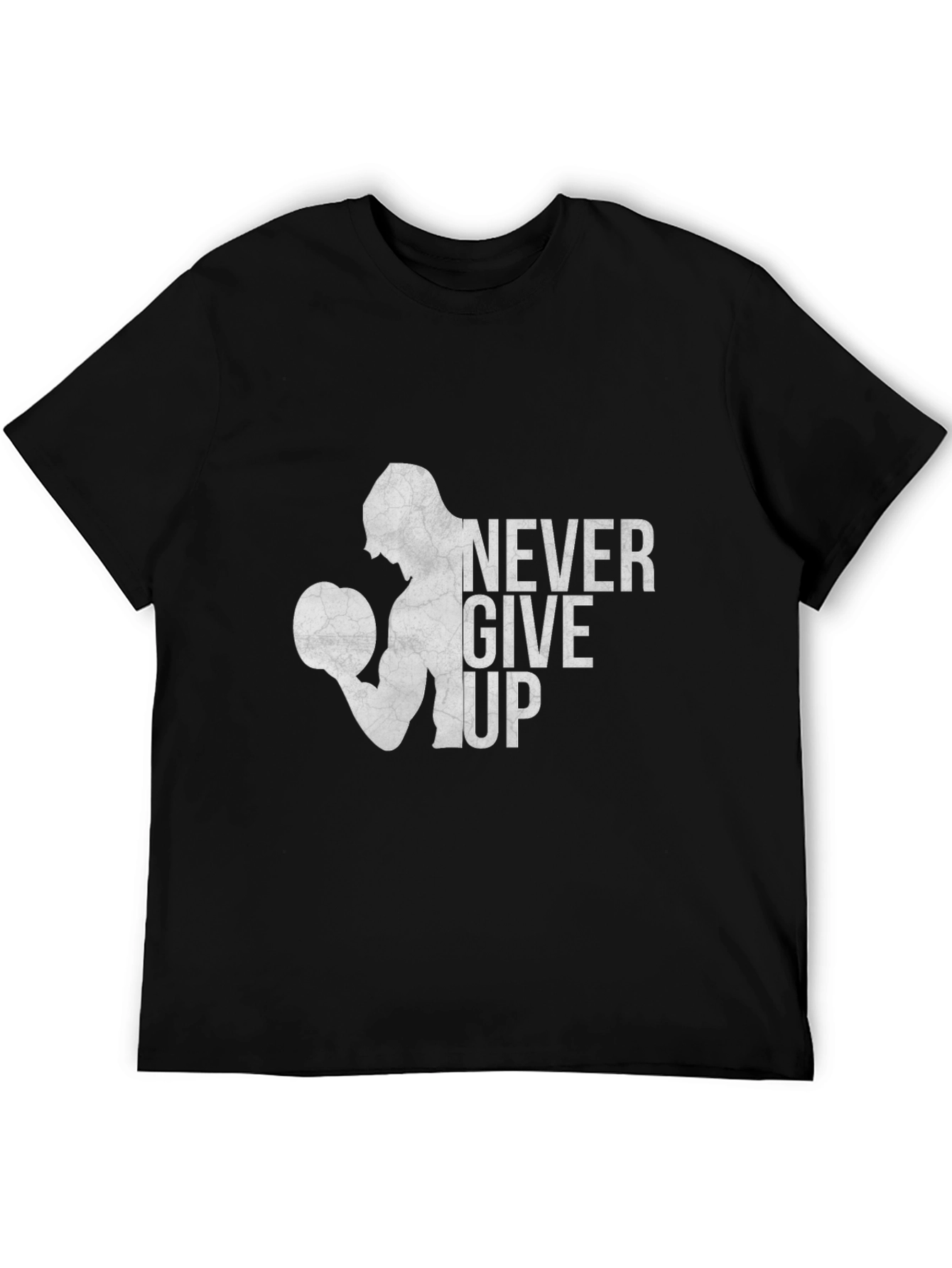 Black Never Give Up Graphic Tee view 5