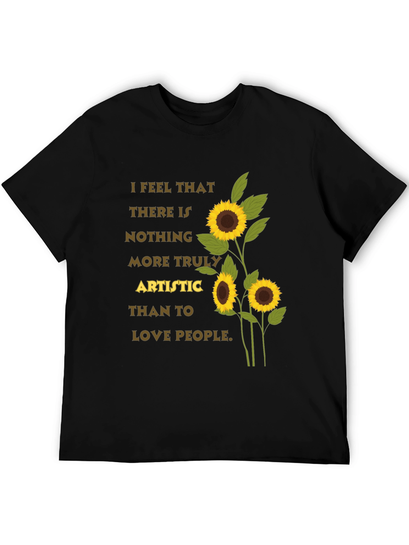 Black Artistic Sunflower T-Shirt - Love People Tee view 5