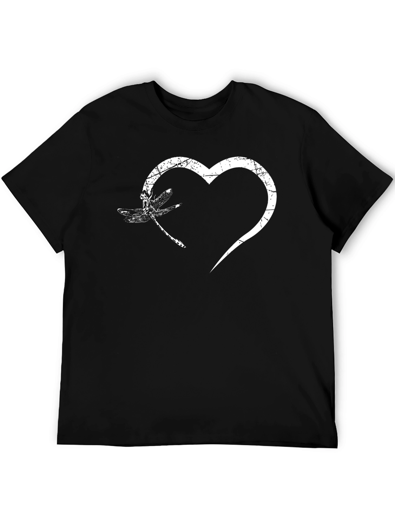 Black Dragonfly Heart Graphic Tee - Unisex Black T-Shirt view 5