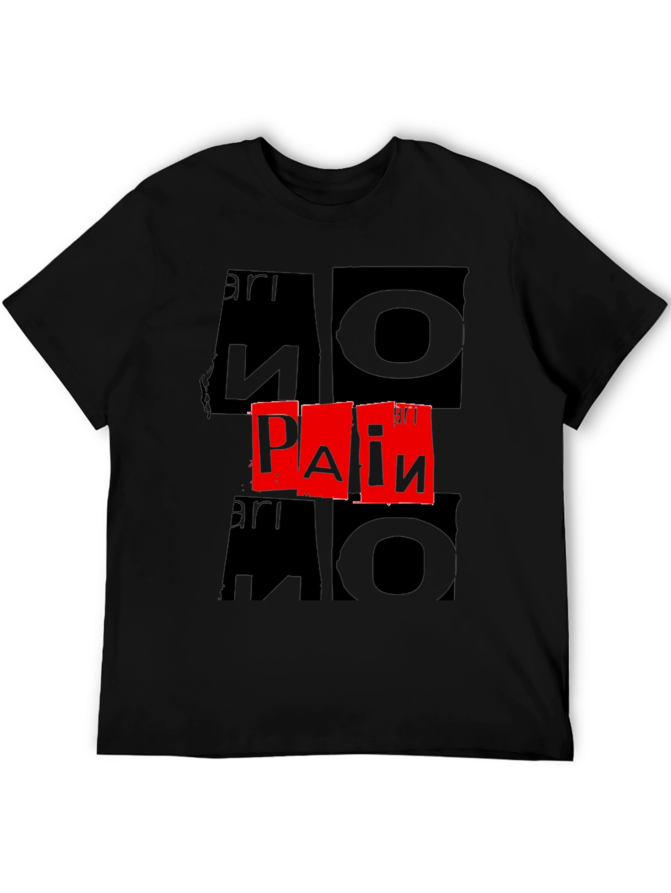 Black No Pain T-Shirt - Bold Graphic Print view 5