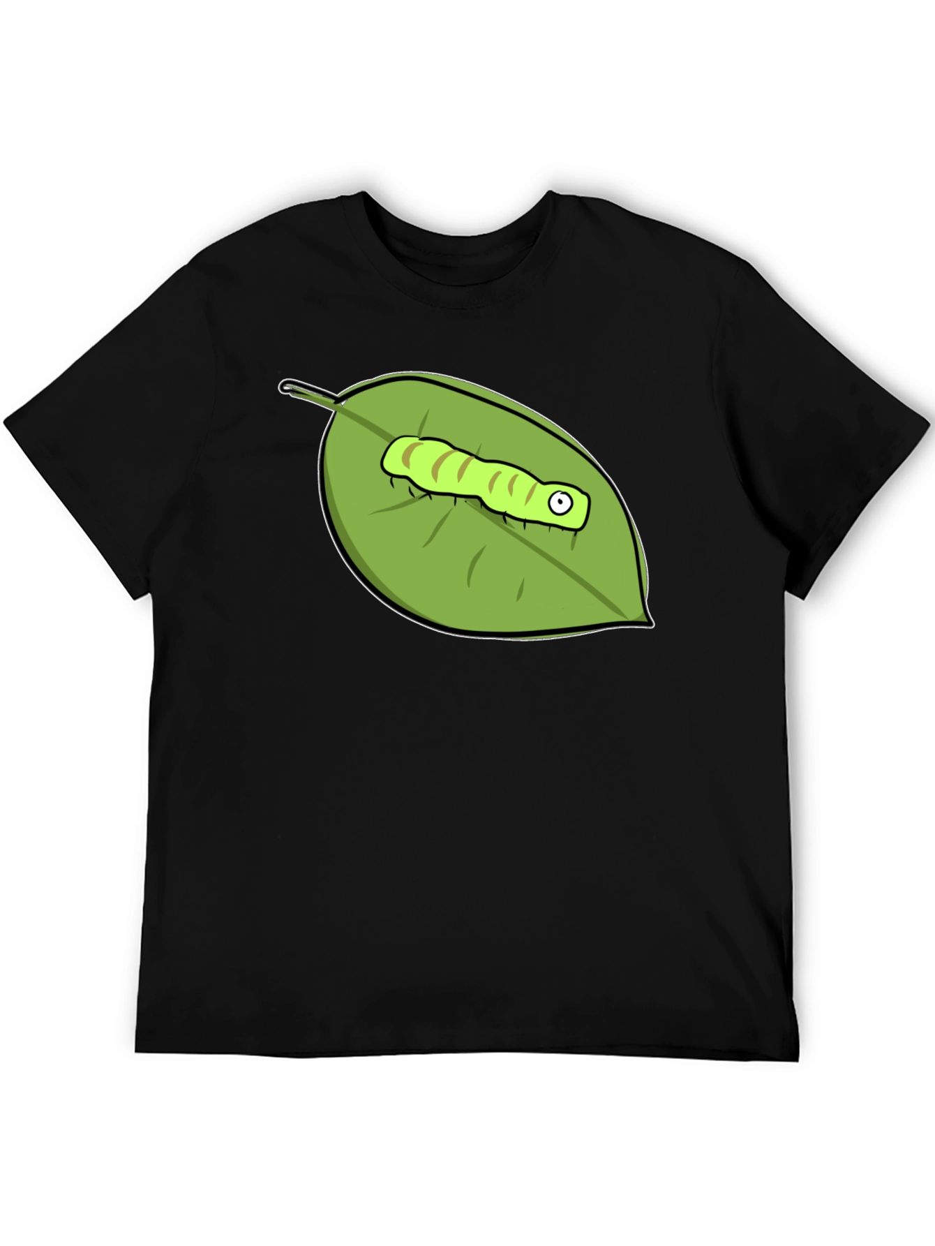 Black Caterpillar on Leaf Graphic Tee - Black view 5