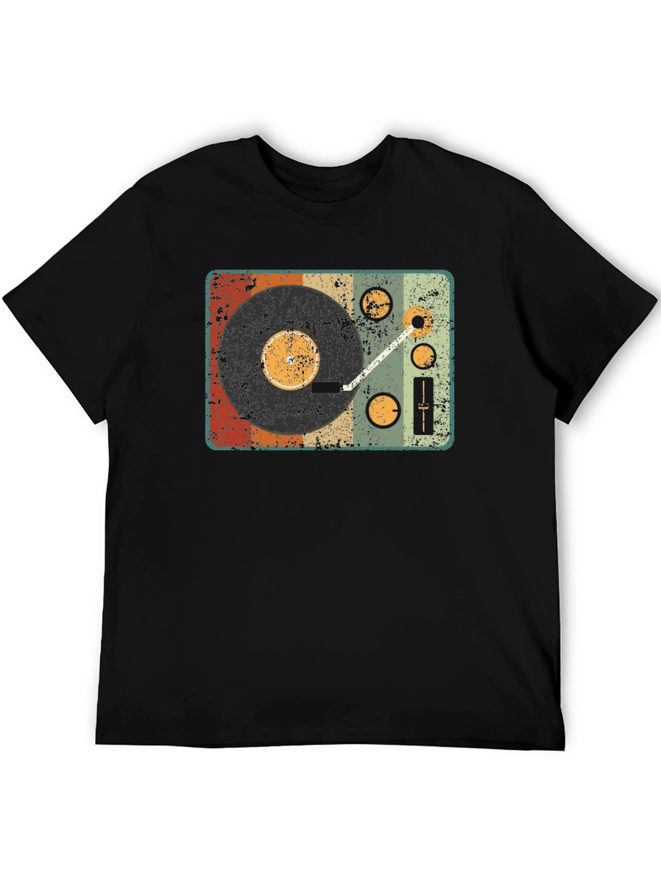 Black Retro Turntable Graphic T-Shirt - Vintage Music Lover Tee view 5