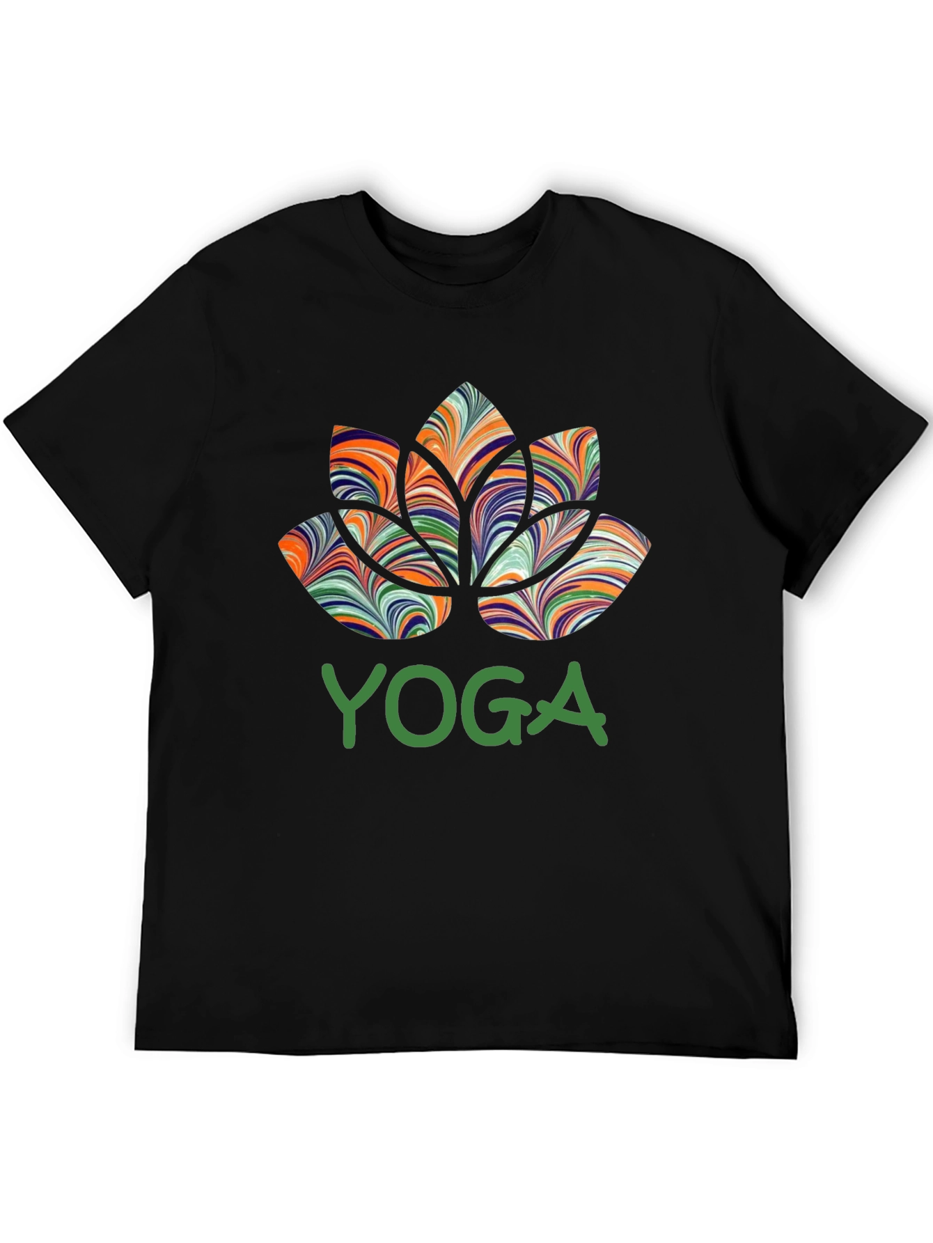 Black Yoga Lotus Flower Graphic T-Shirt view 5
