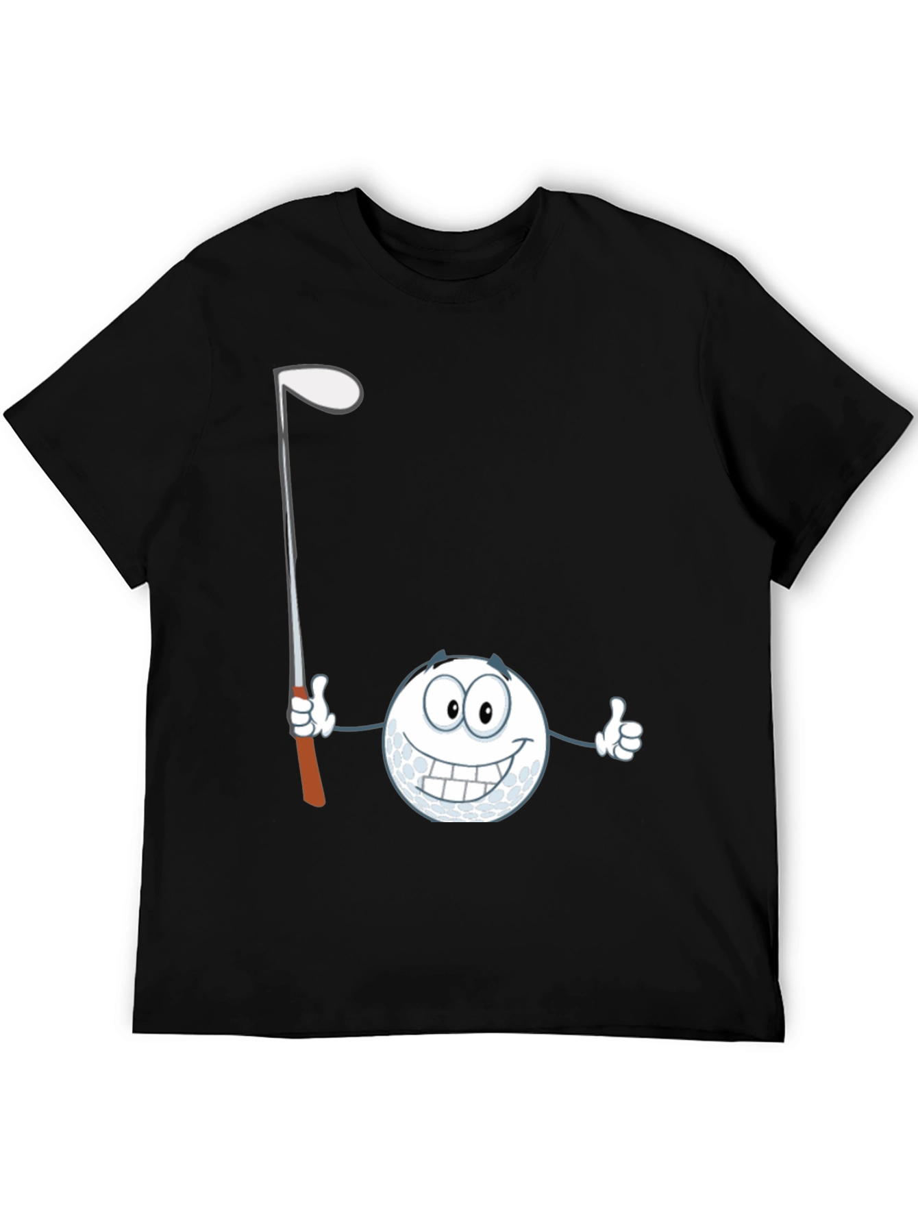 Black Golf Ball Cartoon T-Shirt - Funny Golfer Tee view 5