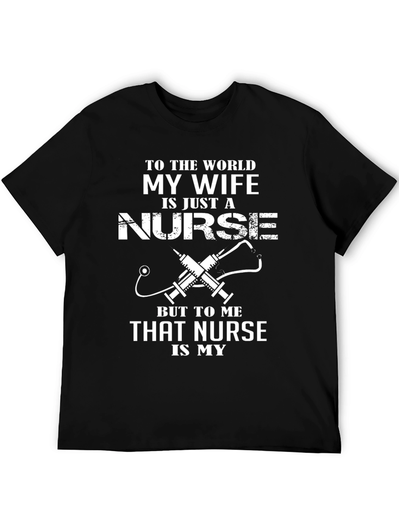Black My Wife is a Nurse T-Shirt view 5