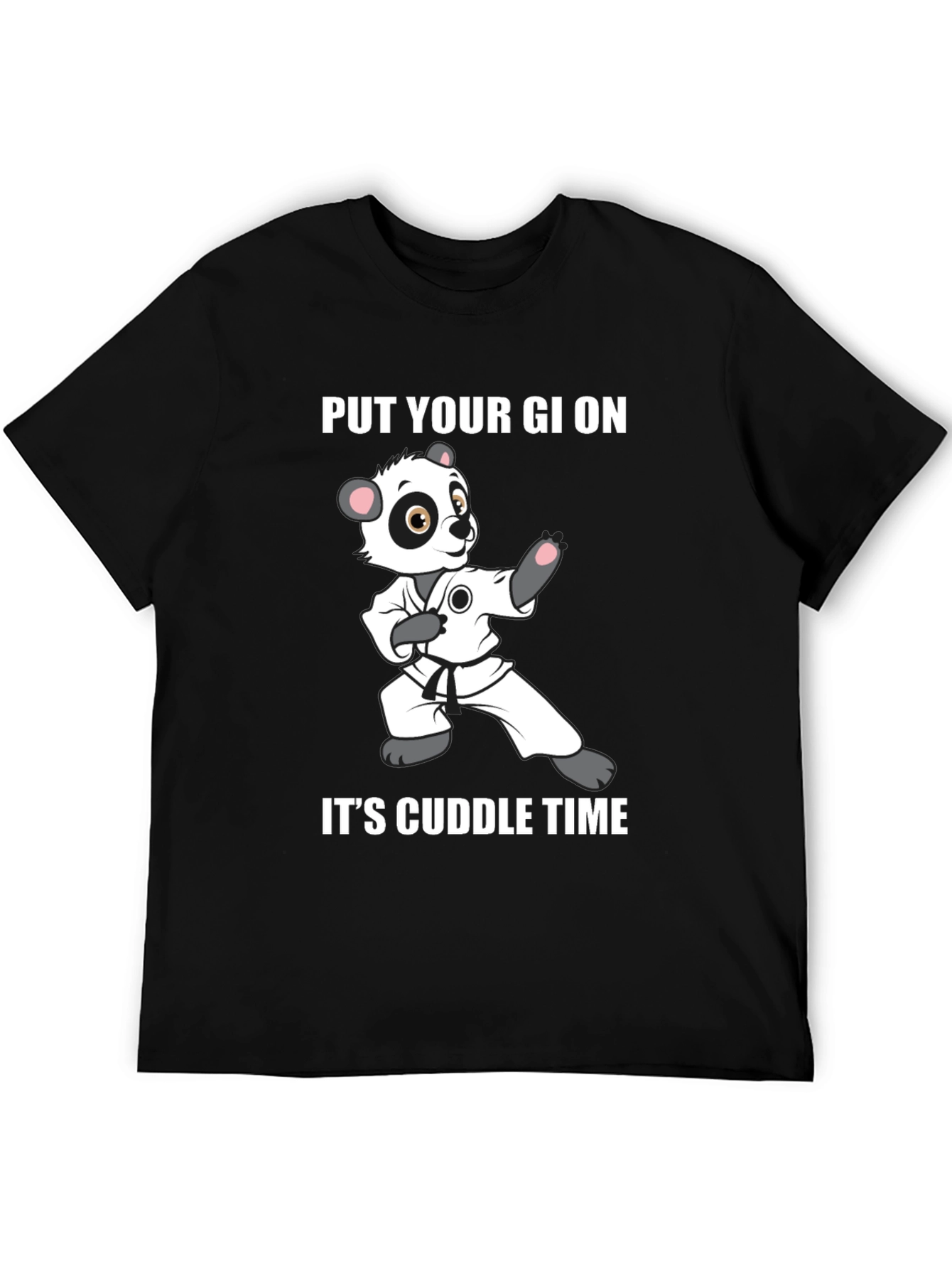 Black Panda Karate Cuddle Time T-Shirt view 5