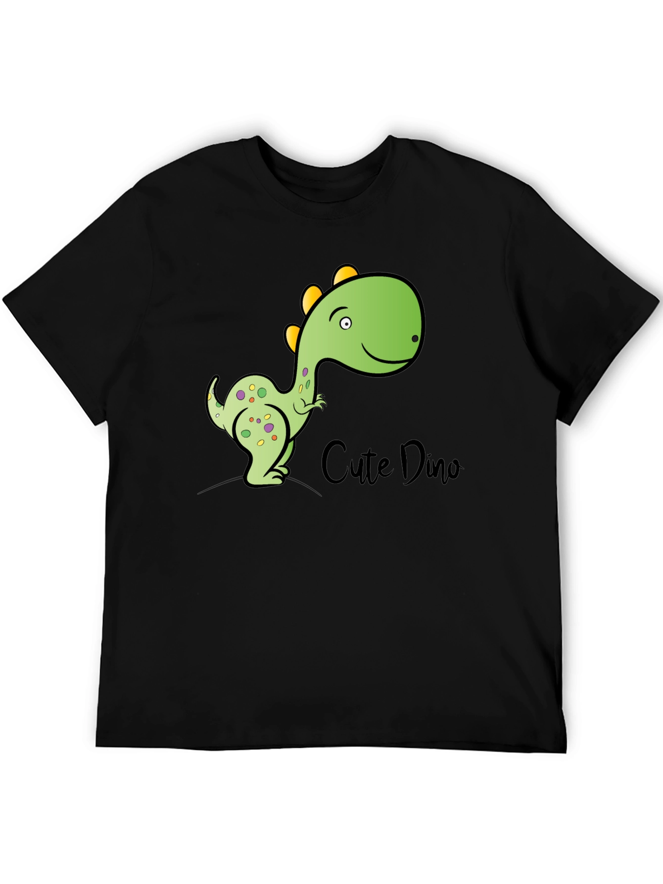Black Cute Dino T-Shirt - Black Cotton Blend view 5