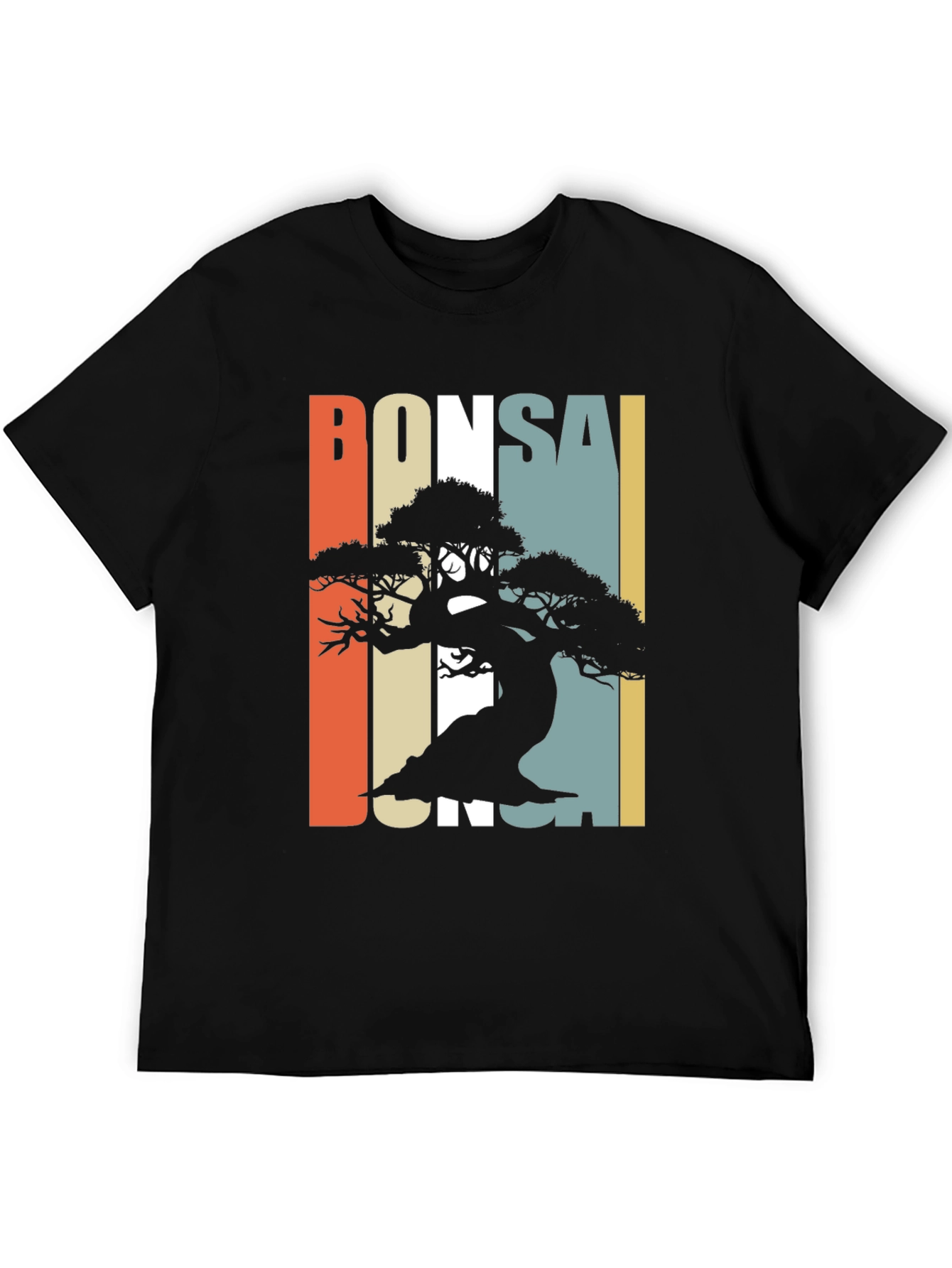 Black Bonsai Silhouette Graphic Tee - Retro Style view 5
